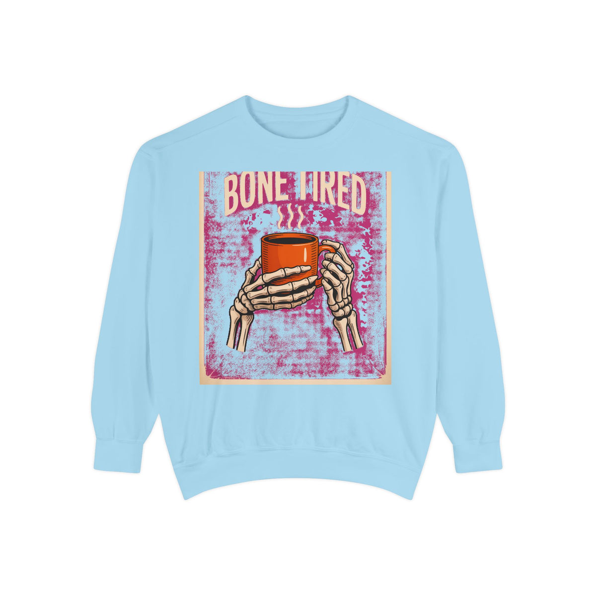 Bone Tired Coffee Skeleton Sweatshirt, Halloween Coffee Lover Crewneck, Funny Skeleton Hands Mug Shirt, Spooky Season Sweatshirt