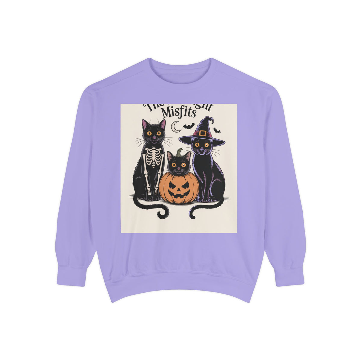 Halloween Black Cat Sweatshirt, Funny Cat Halloween Crewneck, Spooky Season Tee, The Midnight Misfits Cats Costume Shirt Gift