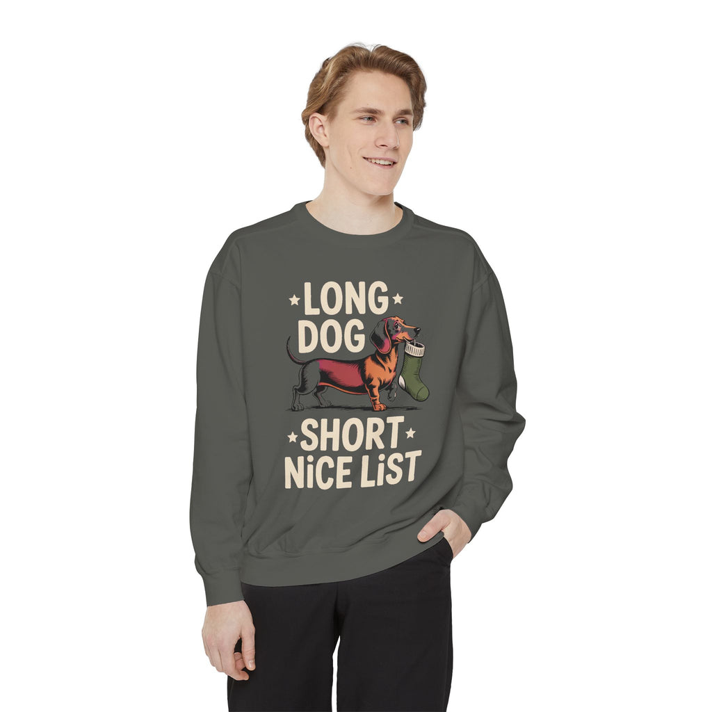Dachshund Lover Sweatshirt, Funny Christmas Gift For Dog Mom, Long Dog Short Nice List Crewneck, Dachshund Christmas Sweatshirt, Weiner Dog…