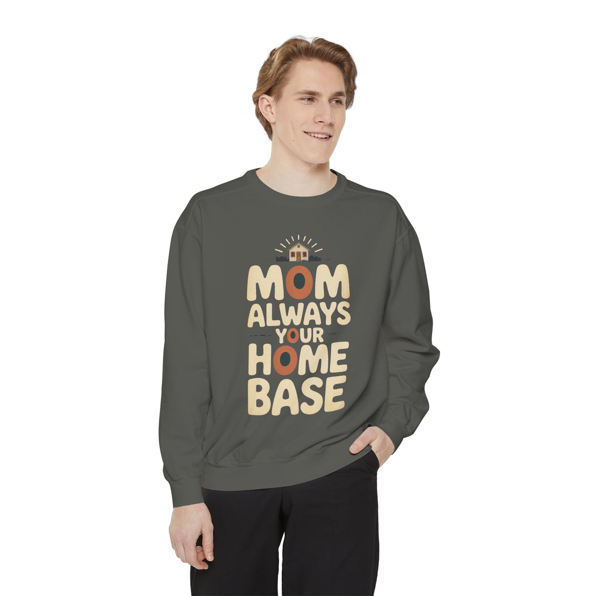 Mom Sweatshirt, Mother's Day Gift For Mom From Adult Child, Always Your Home Base Crewneck, Retro Mom Gift, Embroidered Mom Sweater