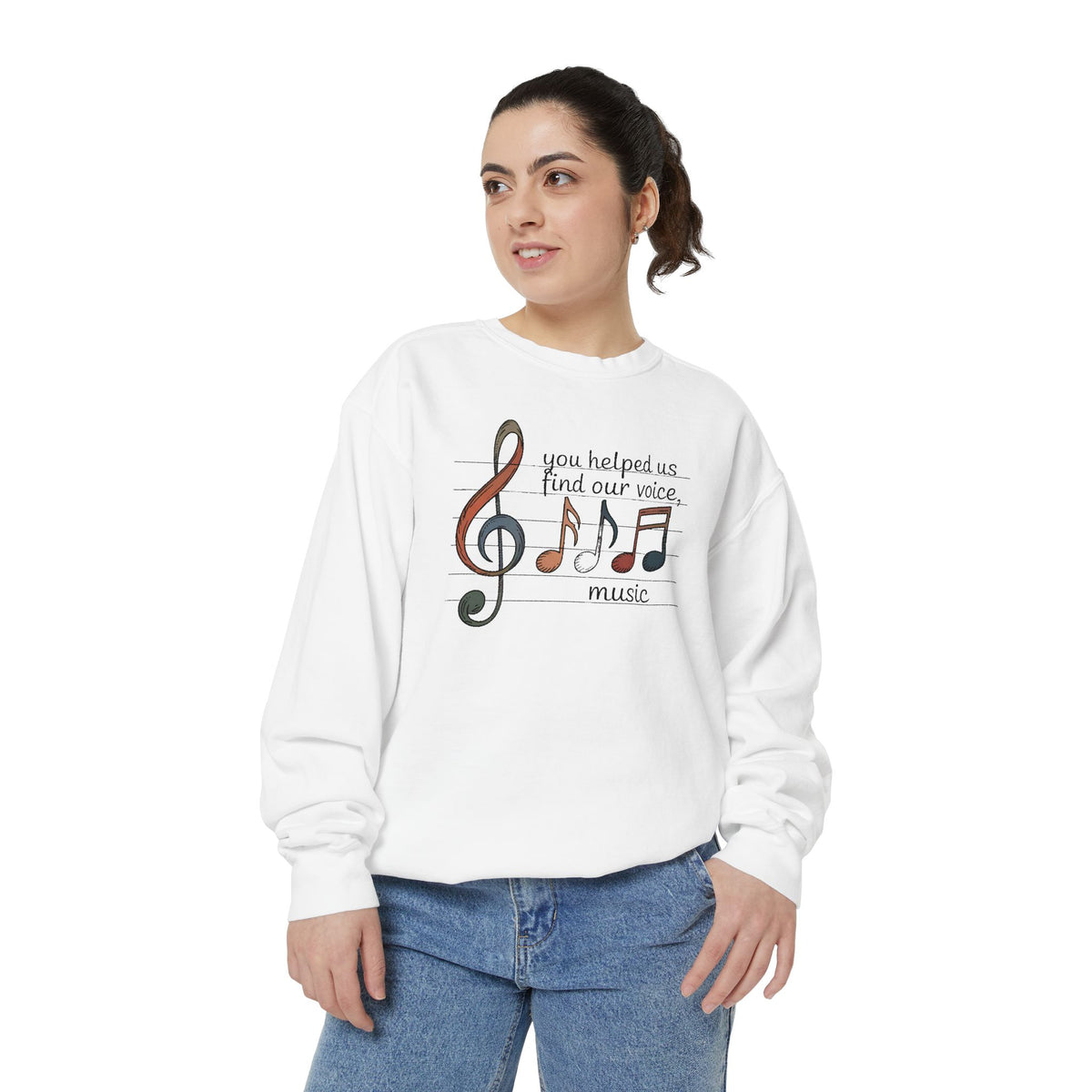 Music Teacher Sweatshirt, You Helped Us Find Our Voice, Teacher Appreciation Gift, Choir Teacher Crewneck, Band Director Gift, Music Teache…