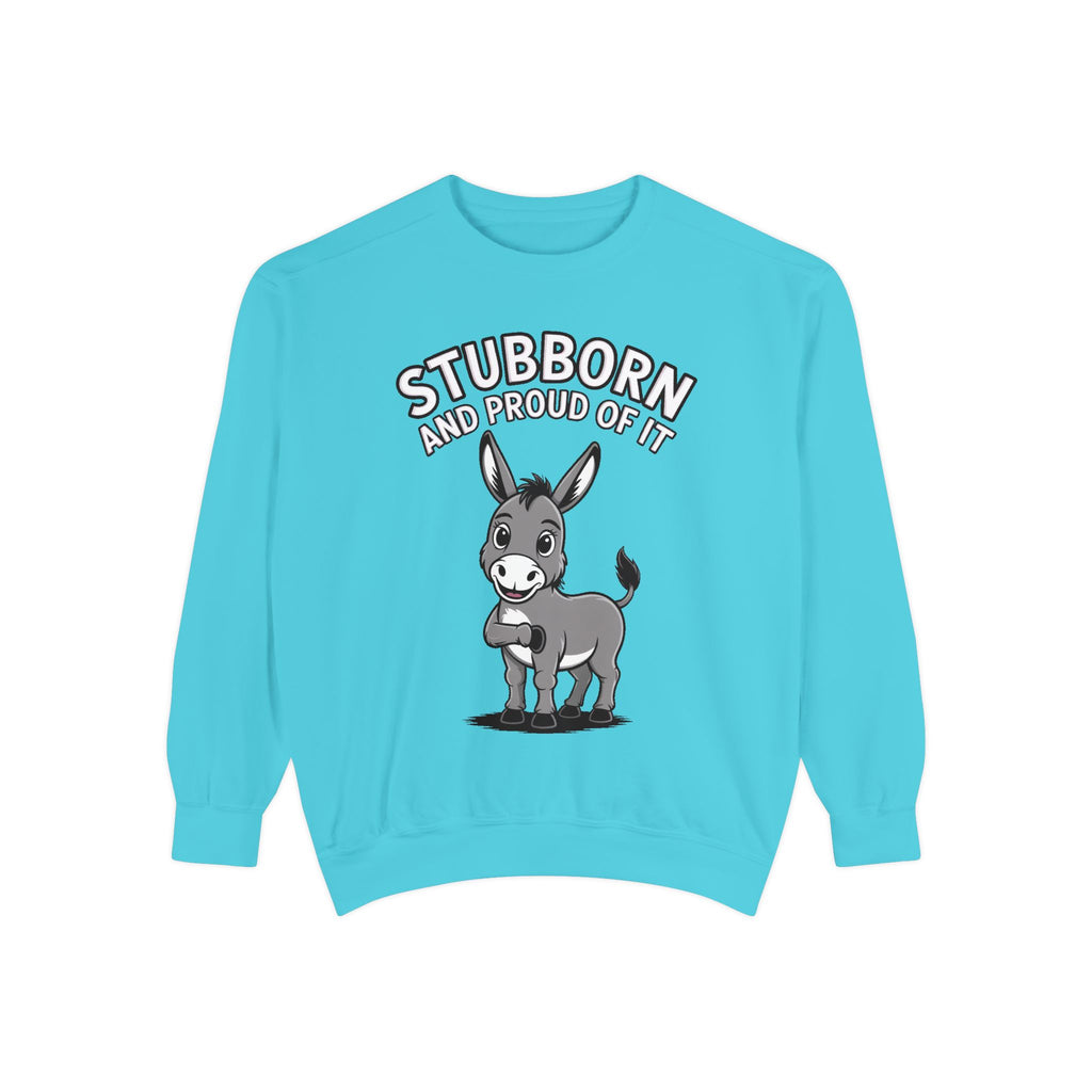 Stubborn Donkey Sweatshirt, Funny Donkey Crewneck, Stubborn And Proud Of It Shirt, Cute Farm Animal Gift, Embroidered Style Sweater