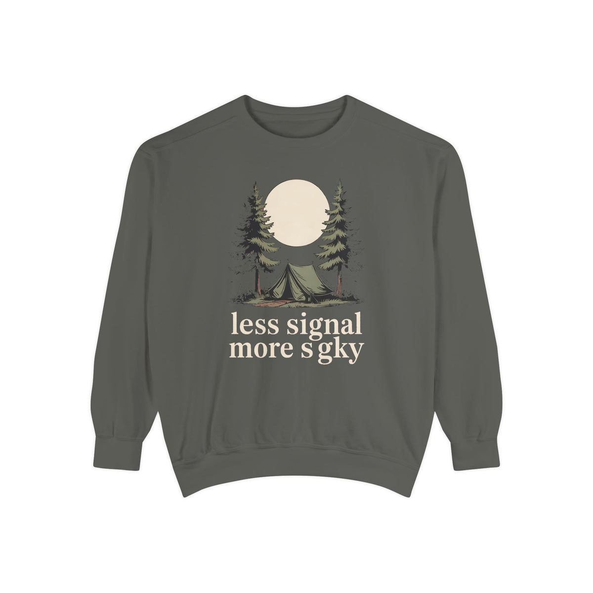 Camper Sweatshirt, Less Signal More Sky, Camping Gift For Campers, Outdoor Hobby Crewneck, Nature Lover Gift, Vintage Camp Sweatshirt