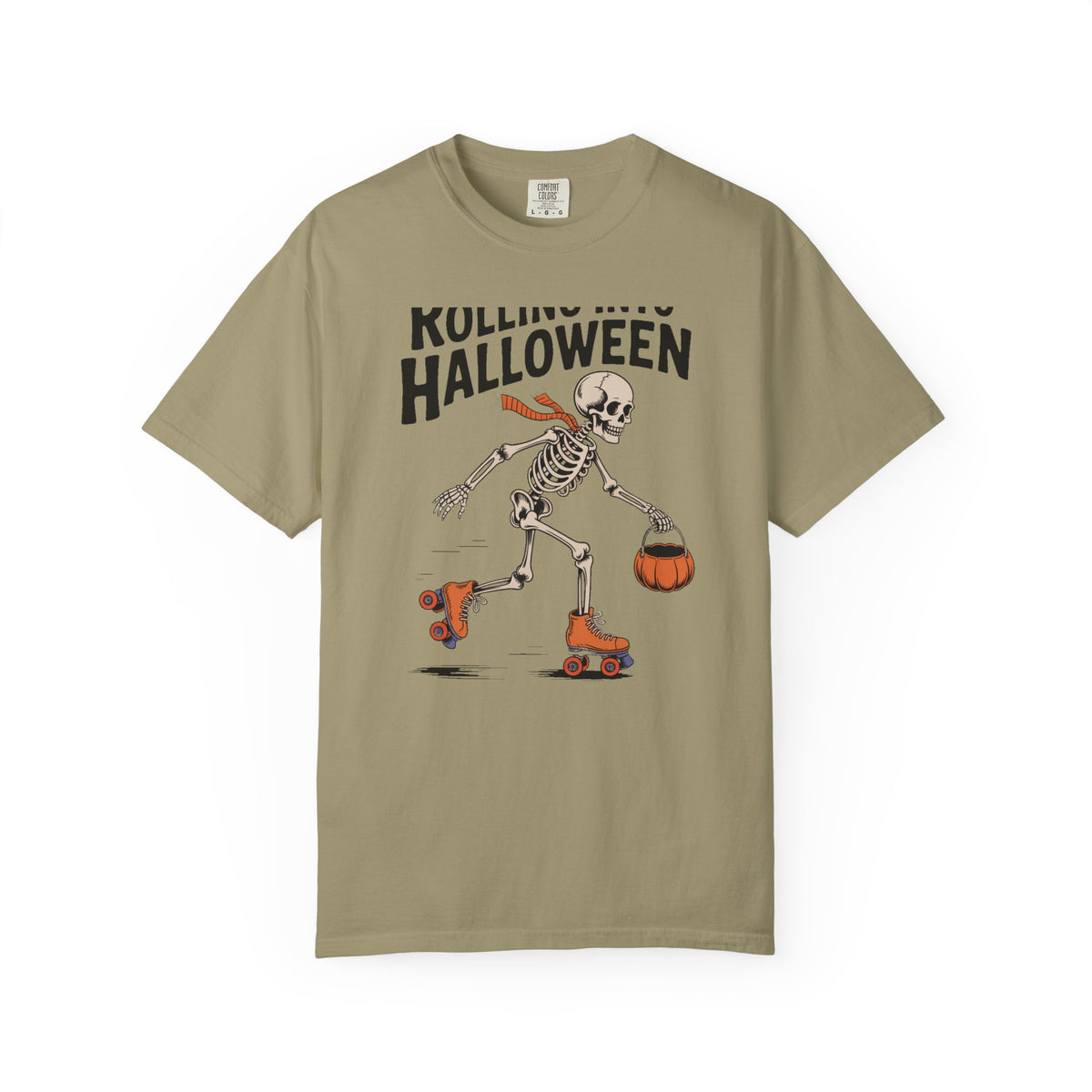 Rolling Into Halloween Skeleton Shirt, Retro Roller Skate Skeleton Tee, Funny Halloween T-Shirt, Vintage Spooky Season Gift