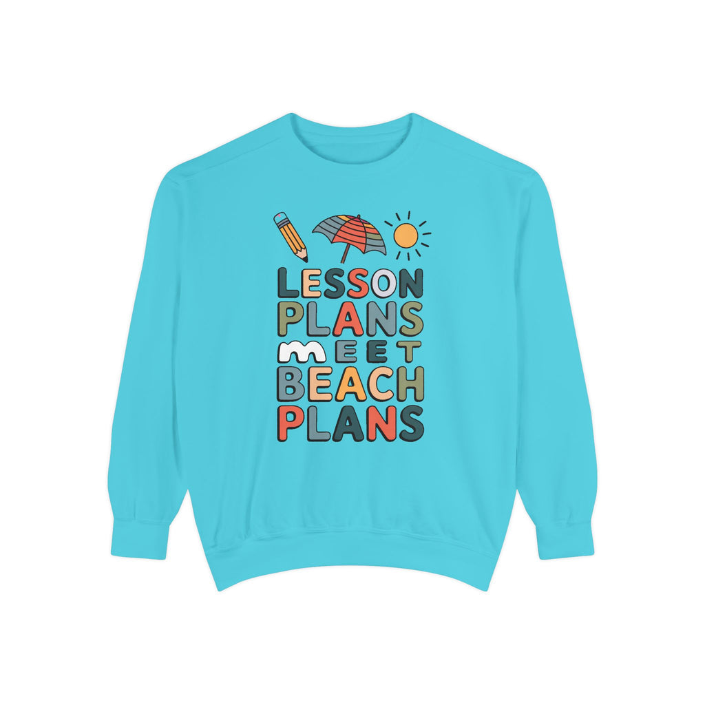 Teacher Sweatshirt, Lesson Plans Meet Beach Plans, End of School Year Gift For Teacher, Summer Break Crewneck, Last Day of School Gift, Tea…