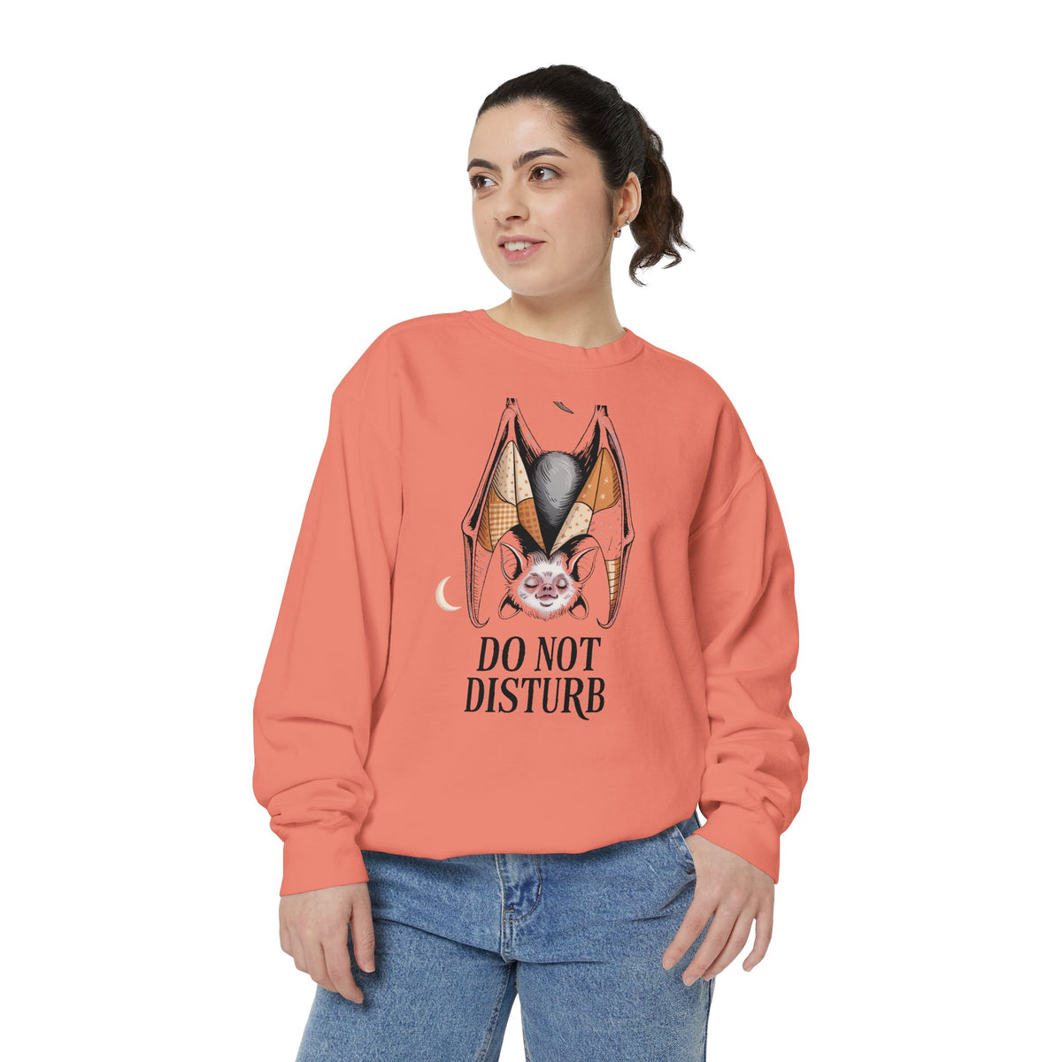 Do Not Disturb Bat Sweatshirt, Halloween Crewneck, Cute Sleepy Bat Embroidered Sweatshirt, Spooky Season Gift