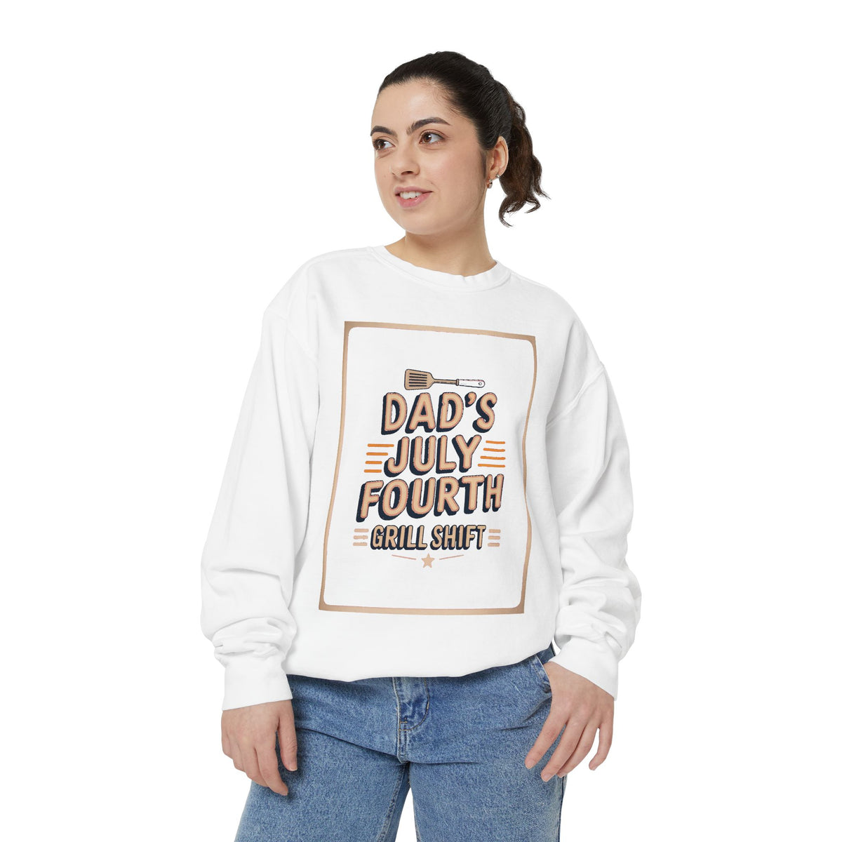 Dad BBQ Sweatshirt, Fourth Of July Grill Master Gift, Dad's Grill Shift Crewneck, Patriotic Dad Gift, Funny July 4th Sweatshirt For Dad