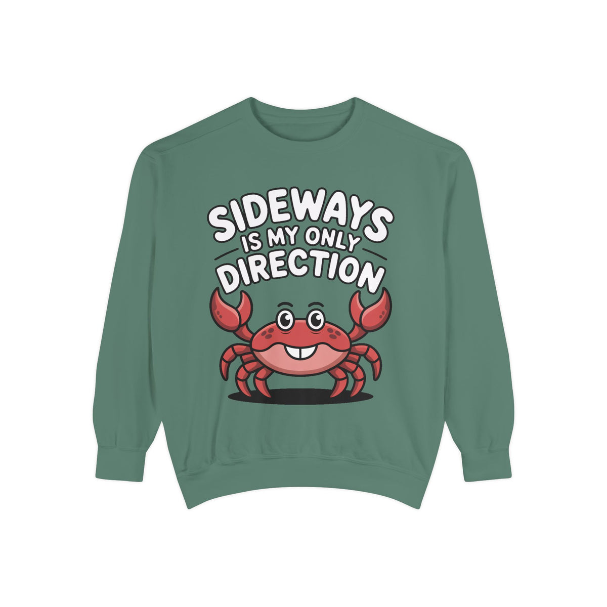 Funny Crab Sweatshirt, Sideways Is My Only Direction Crewneck, Cute Crab Lover Gift, Embroidered Patch Style Beach Sweatshirt
