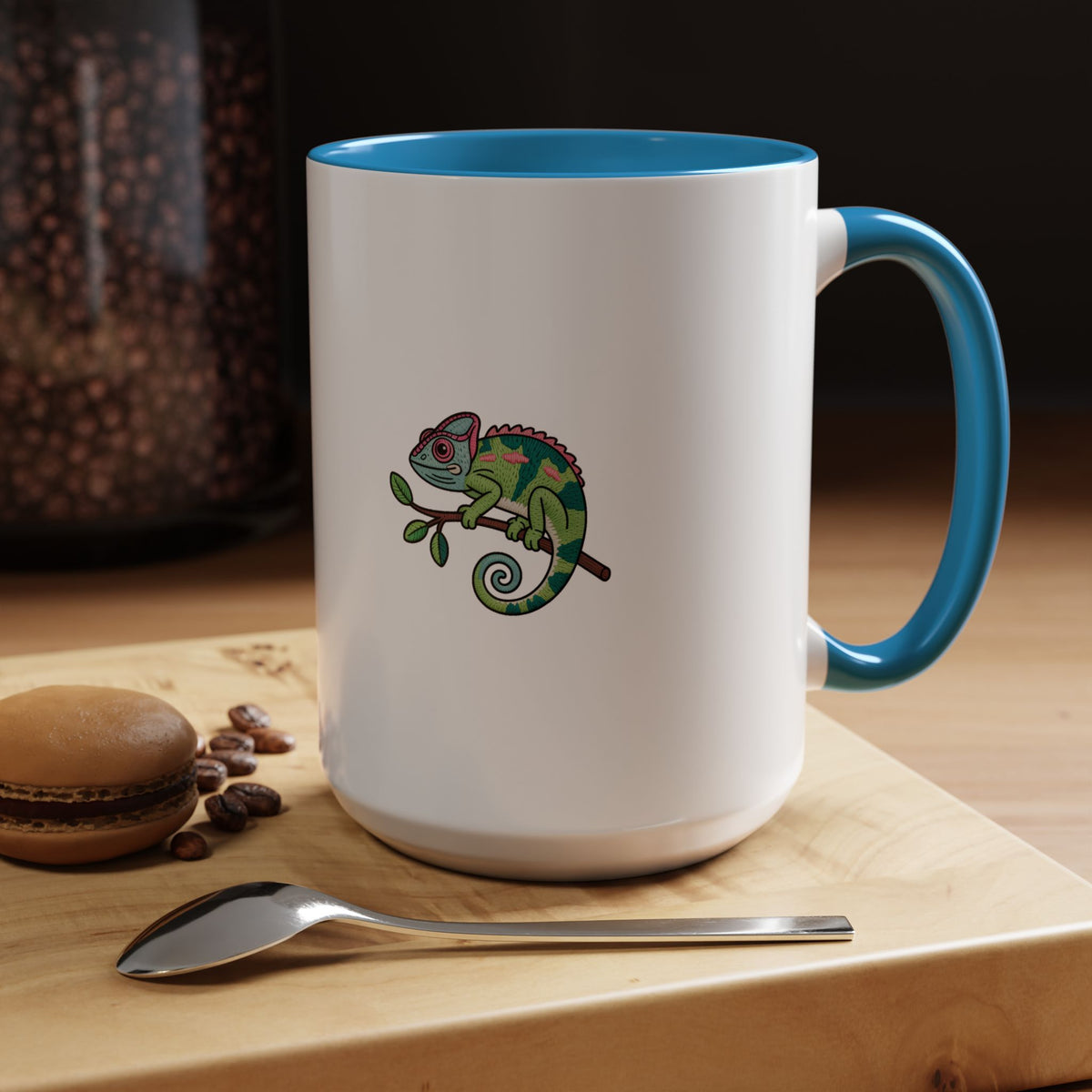 Cute Chameleon Mug, Cartoon Reptile Coffee Cup, Chameleon Lover Gift, Funny Lizard Ceramic Mug
