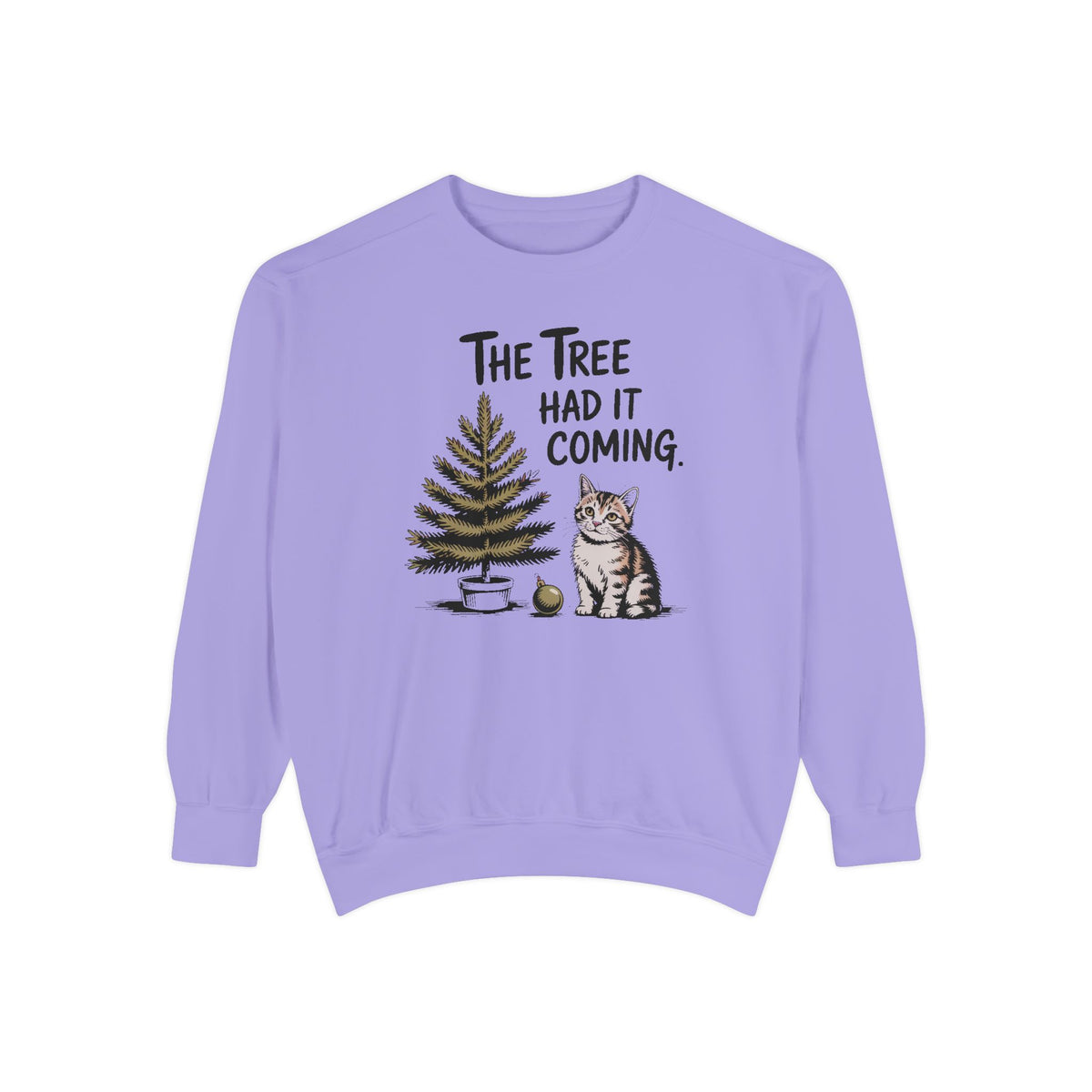 Cat Lover Sweatshirt, Funny Christmas Cat Gift, The Tree Had It Coming Crewneck, Cat Mom Christmas Sweater, Funny Holiday Gift For Cat Love…