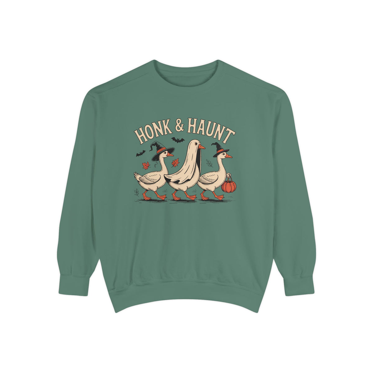 Honk & Haunt Geese Sweatshirt, Funny Halloween Goose Crewneck, Vintage Spooky Season Sweatshirt, Bird Lover Halloween Gift