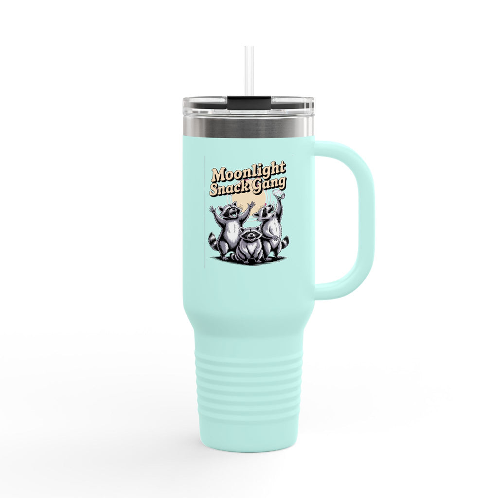 Retro Raccoon Travel Mug, Moonlight Snack Gang Tumbler, Funny Raccoon 40oz Cup, Vintage 90s Trash Panda Gift, Camping Coffee Tumbler