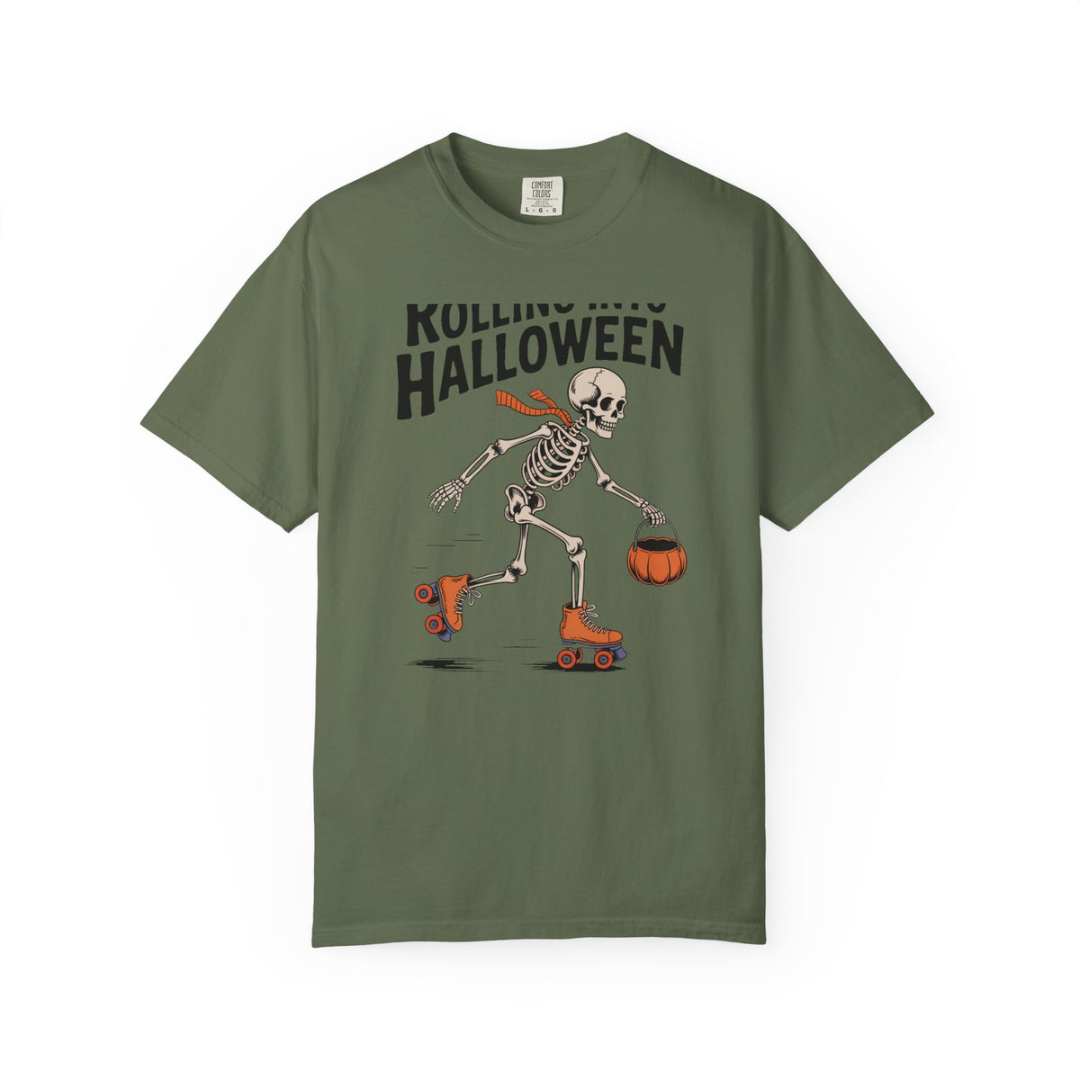 Rolling Into Halloween Skeleton Shirt, Retro Roller Skate Skeleton Tee, Funny Halloween T-Shirt, Vintage Spooky Season Gift
