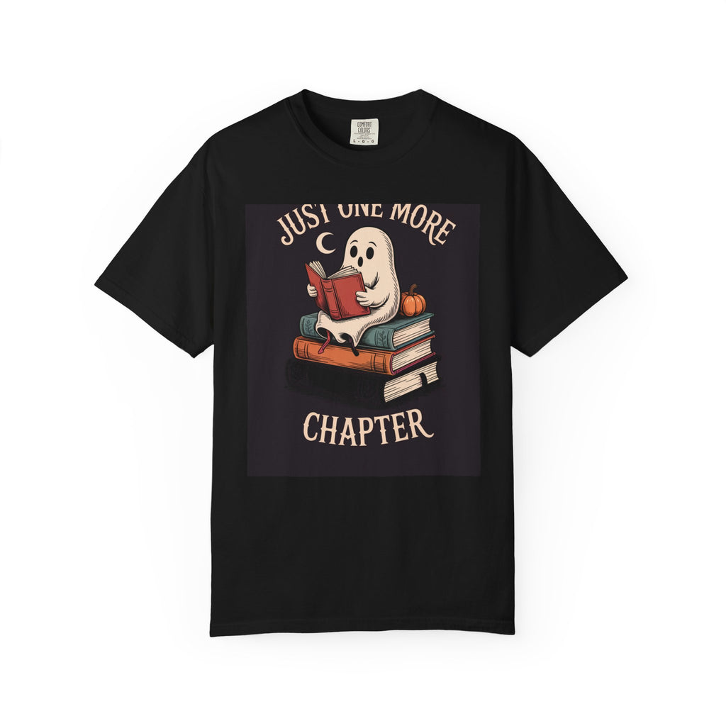 Just One More Chapter Ghost Shirt, Halloween Reading Tee, Bookish Ghost T-Shirt, Cozy Spooky Season Gift for Book Lovers