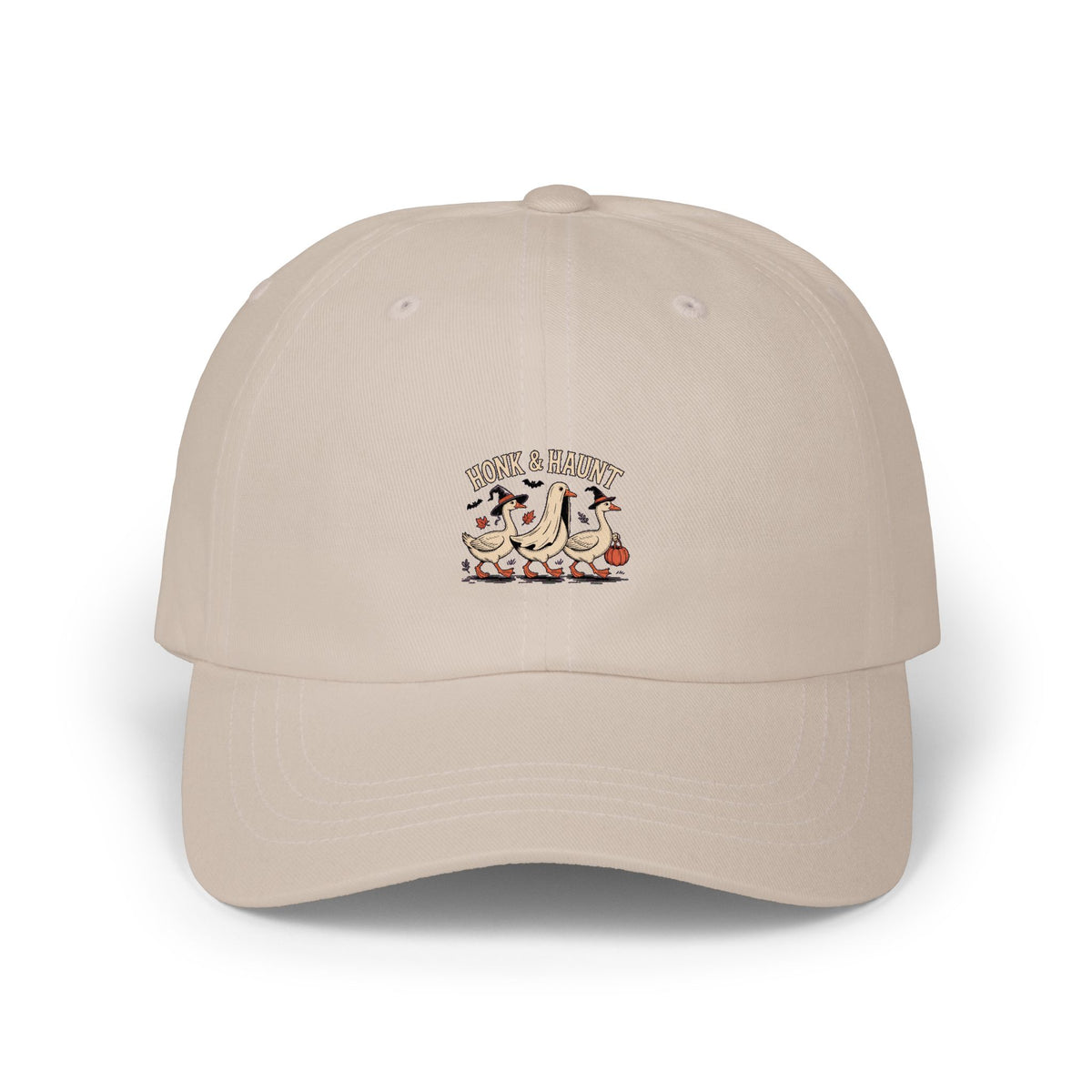 Halloween Goose Dad Hat, Honk & Haunt Funny Goose Cap, Vintage Spooky Season Embroidered Hat, Witch Ghost Goose Gift
