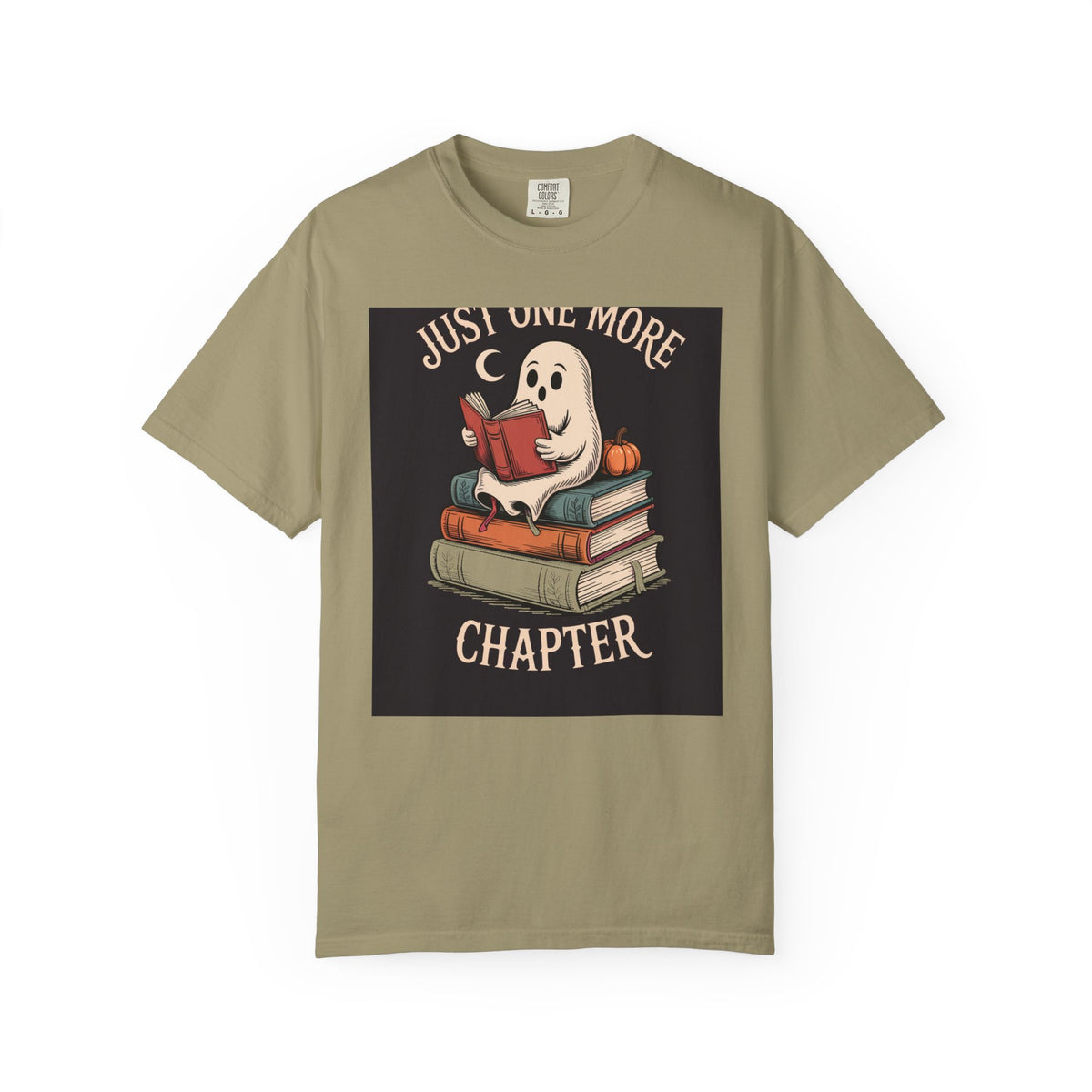 Just One More Chapter Ghost Shirt, Halloween Reading Tee, Bookish Ghost T-Shirt, Cozy Spooky Season Gift for Book Lovers