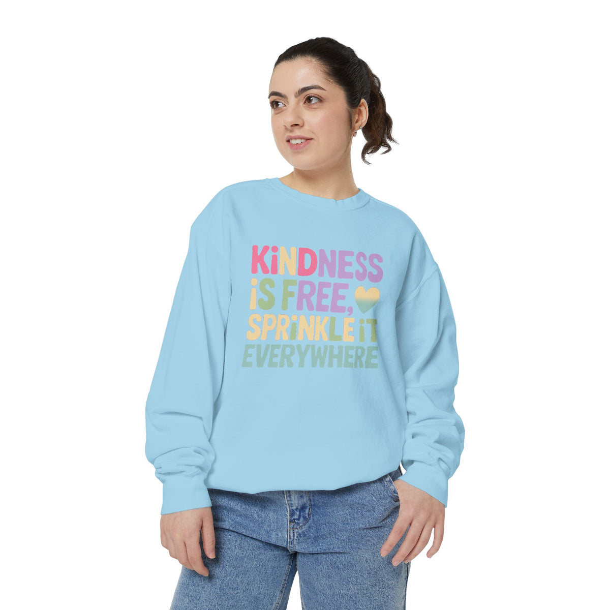 Kindness Is Free Sprinkle It Everywhere Sweatshirt, Embroidered Crewneck, Positive Vibes Pullover, Kindness Gift Sweatshirt