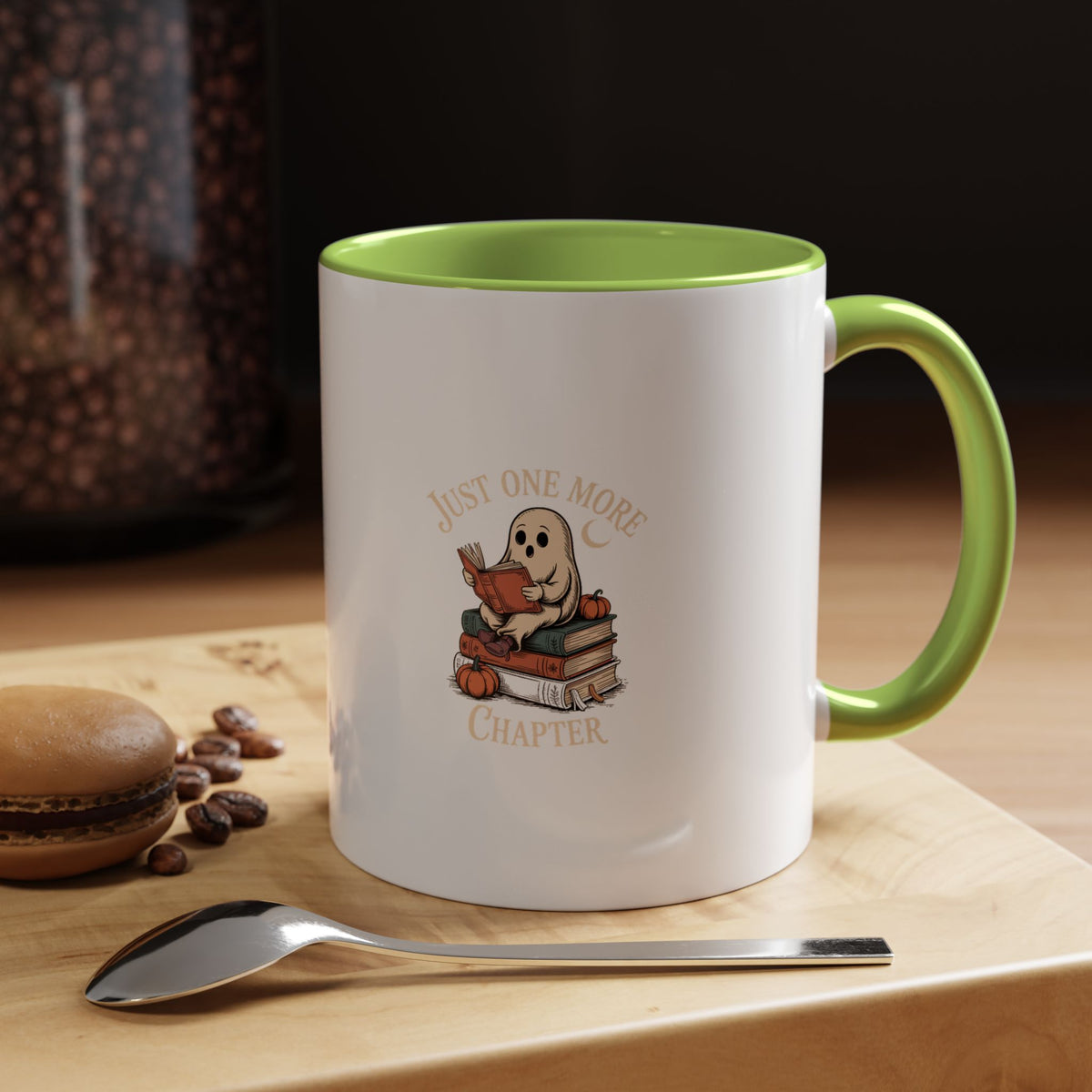 Just One More Chapter Ghost Mug, Halloween Reading Mug, Cozy Bookish Ghost Coffee Cup, Spooky Season Book Lover Gift