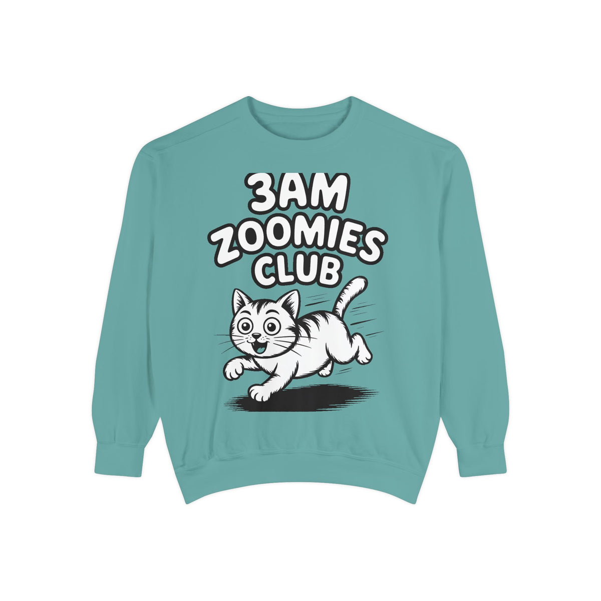3AM Zoomies Club Sweatshirt, Funny Cat Crewneck, Cute Crazy Cat Lover Gift, Embroidered Patch Style Cat Sweatshirt