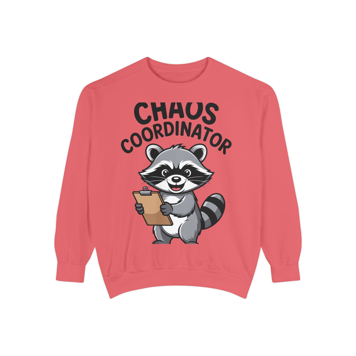 Chaos Coordinator Raccoon Sweatshirt, Funny Raccoon Crewneck, Cute Cartoon Raccoon Gift, Embroidered Patch Style Pullover