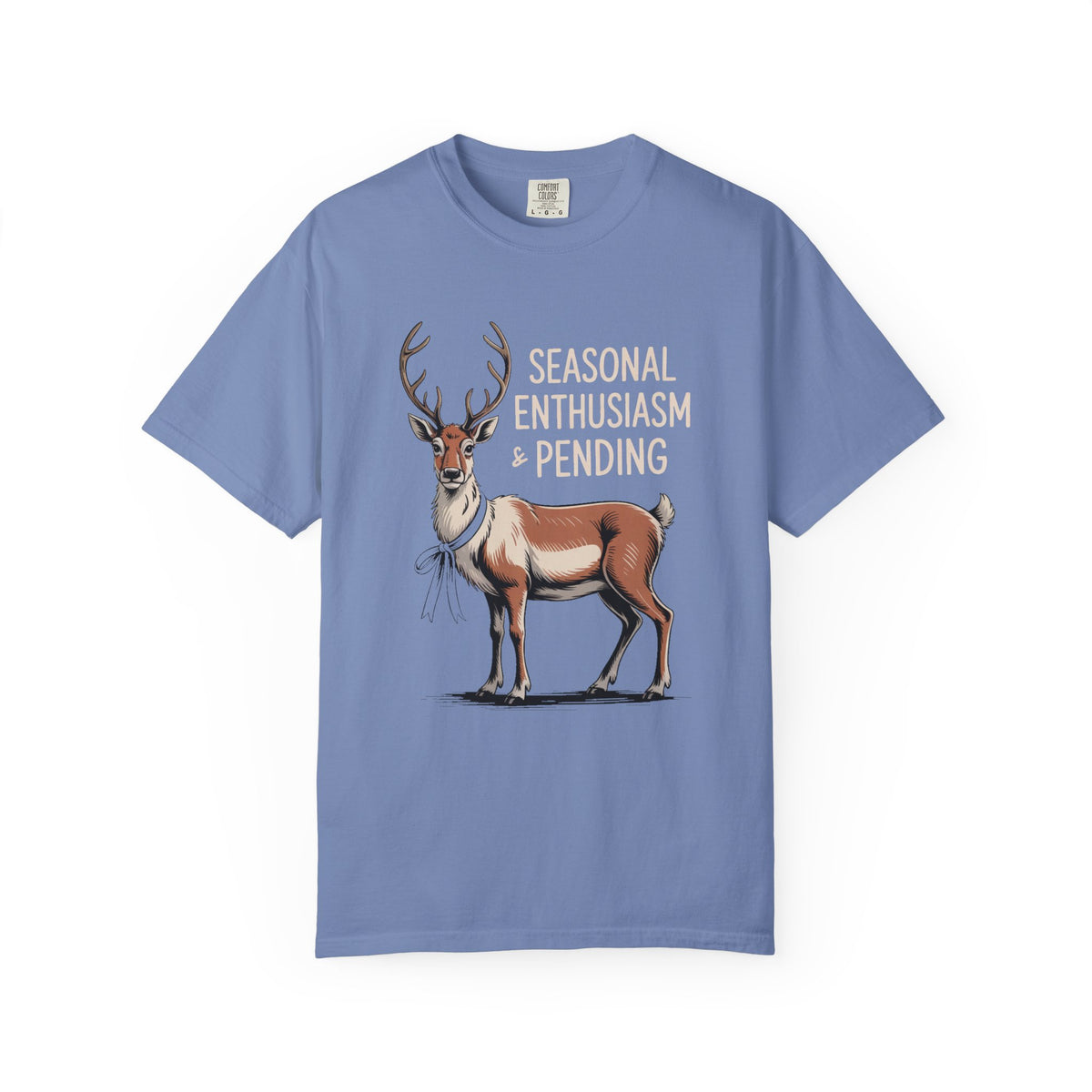 Funny Christmas Shirt for Adults, Seasonal Enthusiasm Pending Reindeer Tee, Deadpan Reindeer Christmas Gift, Sarcastic Holiday T-Shirt