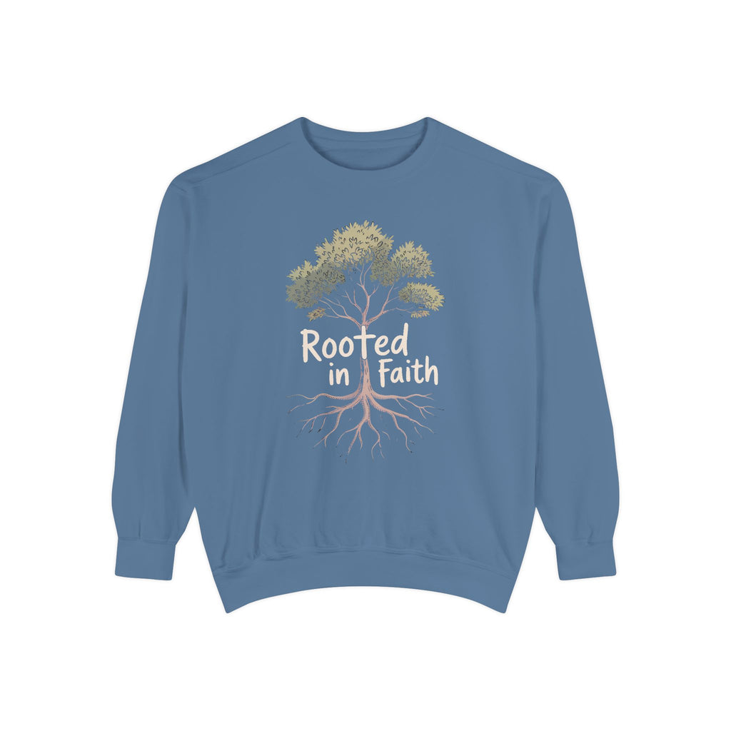 Rooted In Faith Sweatshirt, Christian Minimalist Crewneck, Faith Based Gift, Botanical Cross Tree Sweatshirt, Religious Positive Message Tee