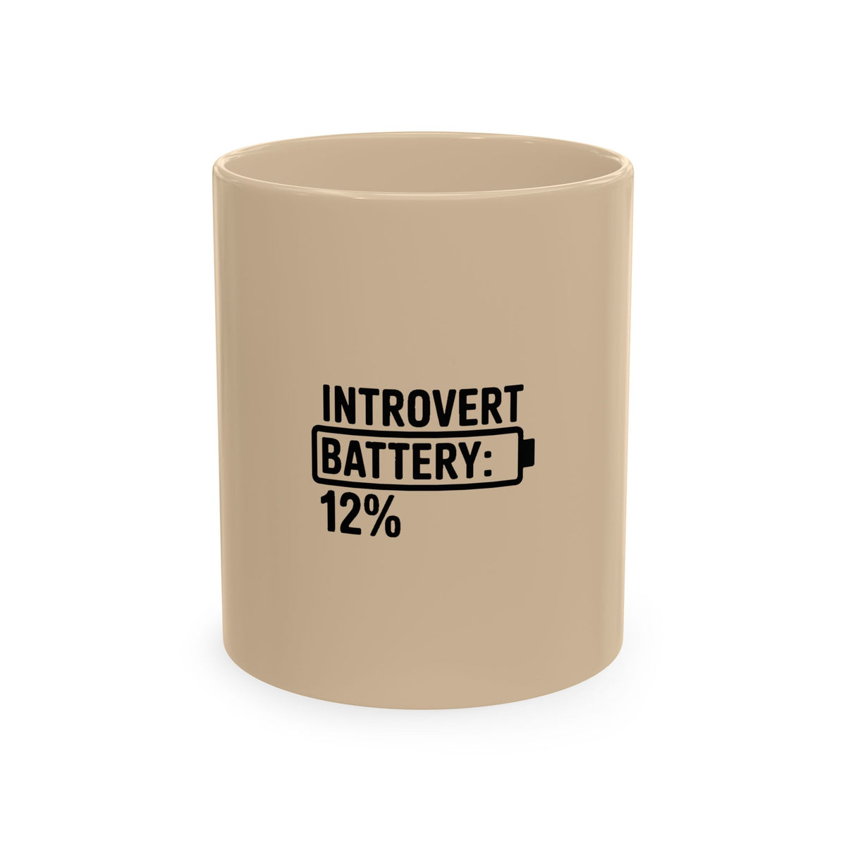 Introvert Battery Low Mug, Funny Introvert Coffee Mug, Social Battery 12% Ceramic Cup, Sarcastic Gift for Introverts
