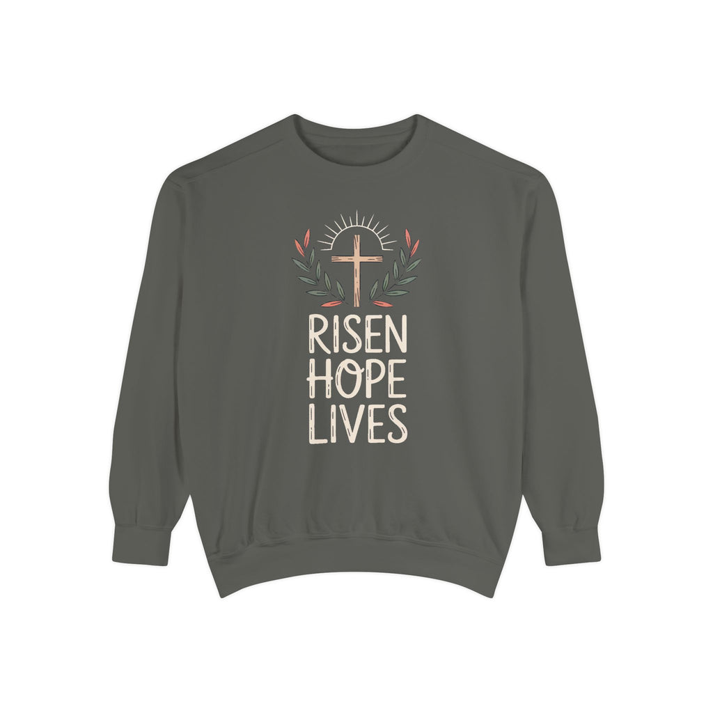 Christian Easter Sweatshirt, Risen Hope Lives Crewneck, He Is Risen Gift, Religious Easter Crewneck, Faith Based Easter Gift, Cross Sweatsh…