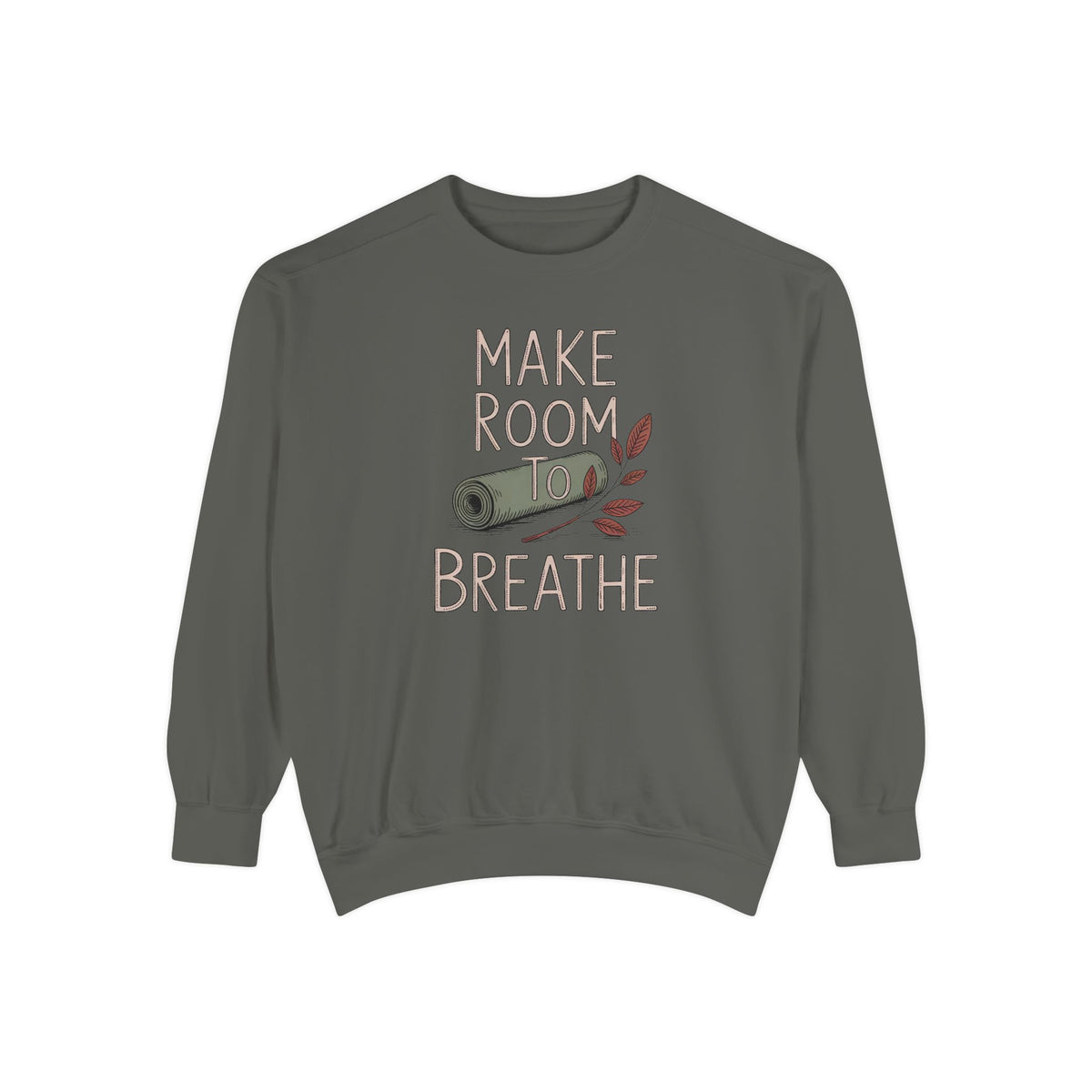 Yoga Lover Sweatshirt, Make Room To Breathe Crewneck, Yoga Hobby Gift, Embroidered Yoga Sweatshirt, Mindfulness Gift For Her, Yogi Pullover