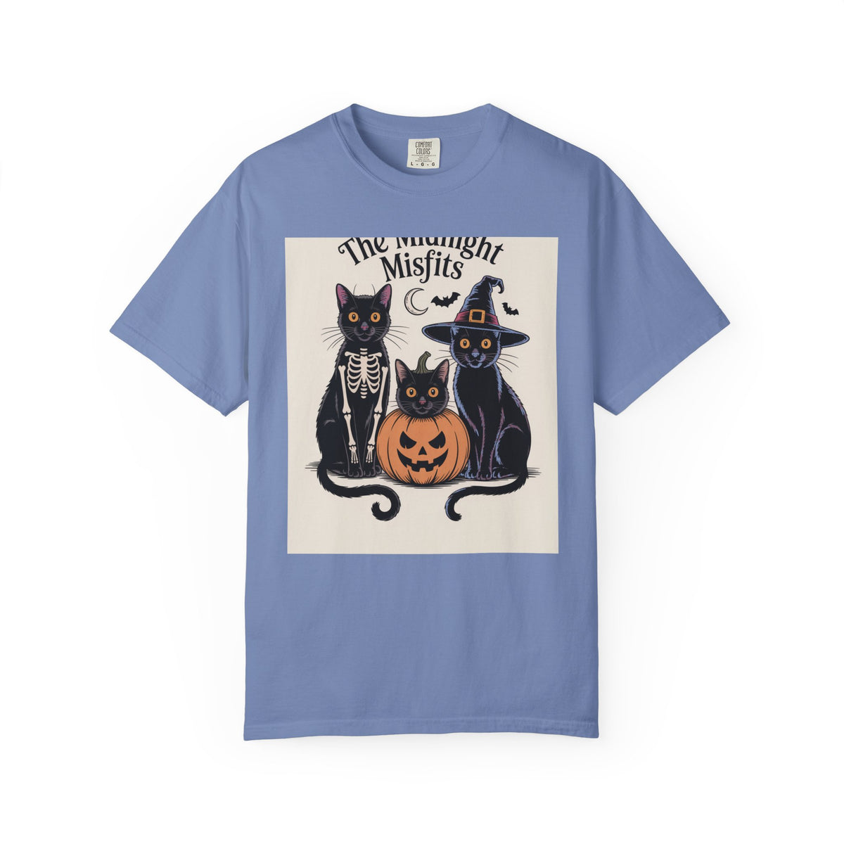 The Midnight Misfits Cats Halloween Shirt, Funny Black Cat Costume Tee, Spooky Season Portrait T-Shirt, Cat Lover Gift