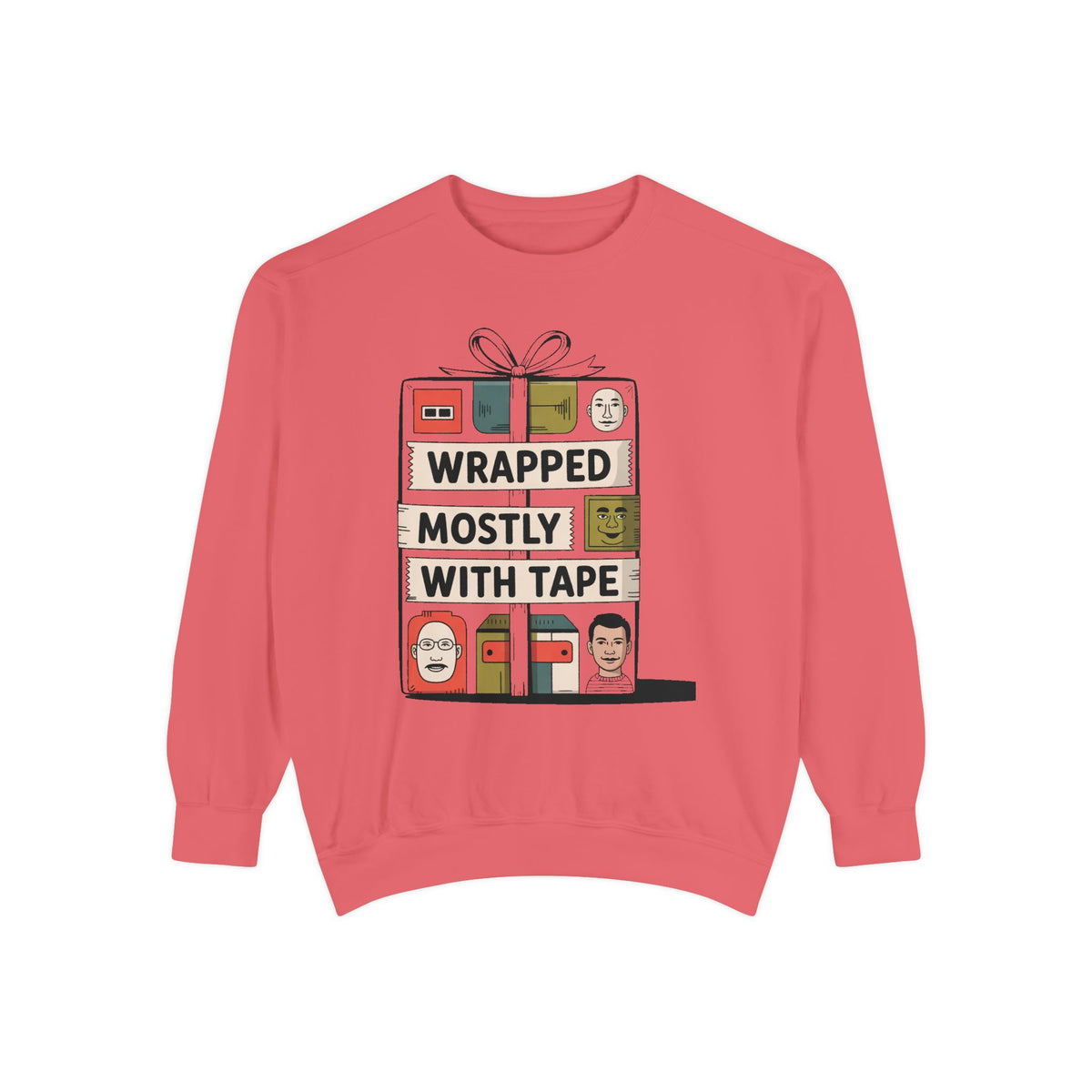 Gift Wrapper Sweatshirt, Wrapped Mostly With Tape Funny Christmas Crewneck, Funny Gift Wrapping Humor Sweater, Holiday Gift For Bad Wrapper