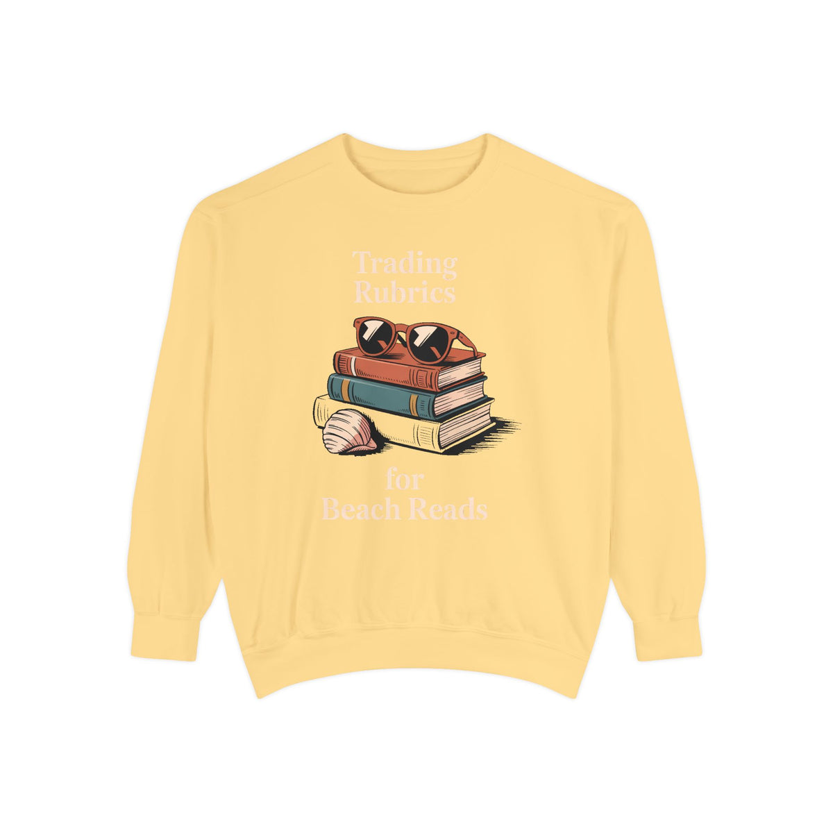 ELA Teacher Sweatshirt, End of School Year Gift, Trading Rubrics For Beach Reads Tee, English Teacher Crewneck, Book Lover Teacher Gift