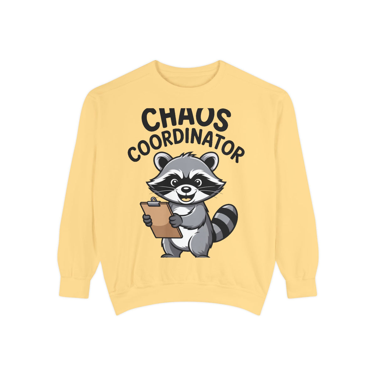 Chaos Coordinator Raccoon Sweatshirt, Funny Raccoon Crewneck, Cute Cartoon Raccoon Gift, Embroidered Patch Style Pullover