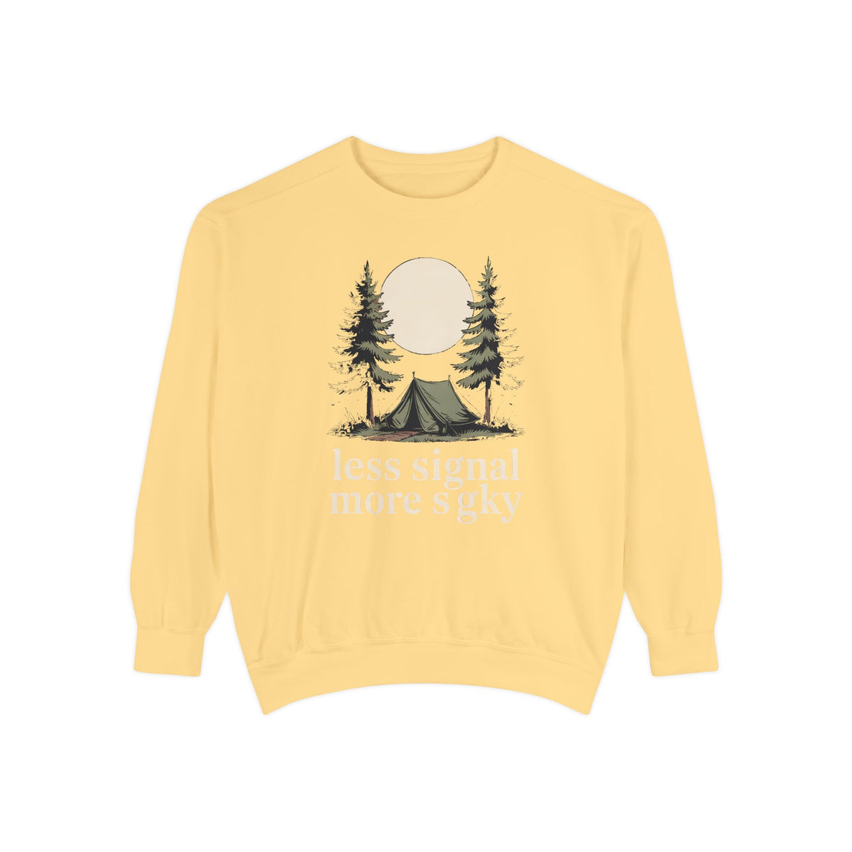 Camper Sweatshirt, Less Signal More Sky, Camping Gift For Campers, Outdoor Hobby Crewneck, Nature Lover Gift, Vintage Camp Sweatshirt