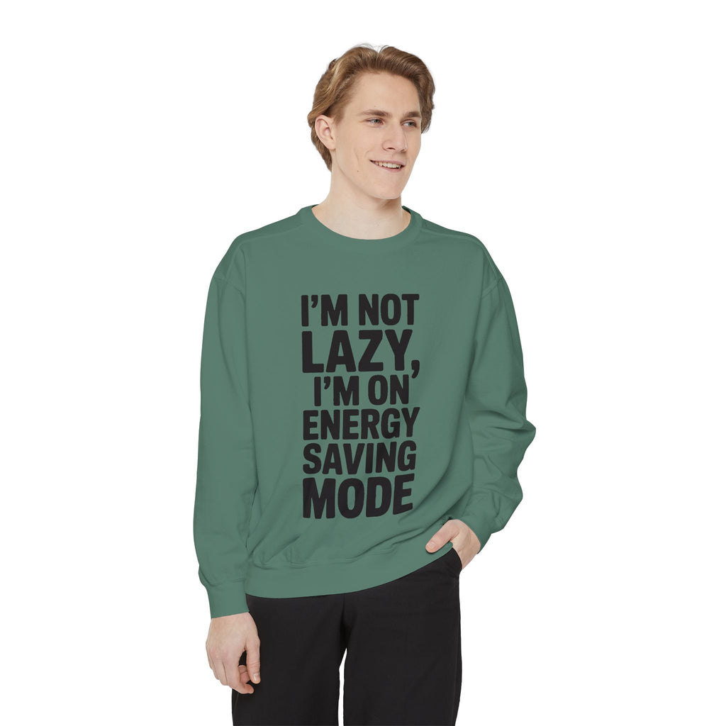 Energy Saving Mode Sweatshirt, Funny Lazy Quote Crewneck, I'm Not Lazy Embroidered Sweatshirt, Sarcastic Gift for Introvert