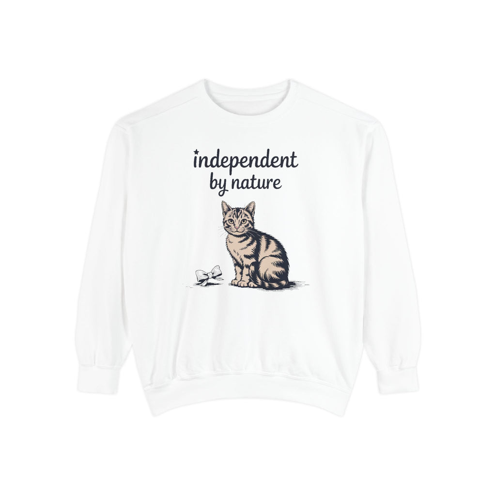 Cat Owner Sweatshirt, Independent By Nature Crewneck, Fourth Of July Cat Lover Gift, Funny Cat Mom Sweatshirt, Patriotic Cat Shirt, 4th Of…