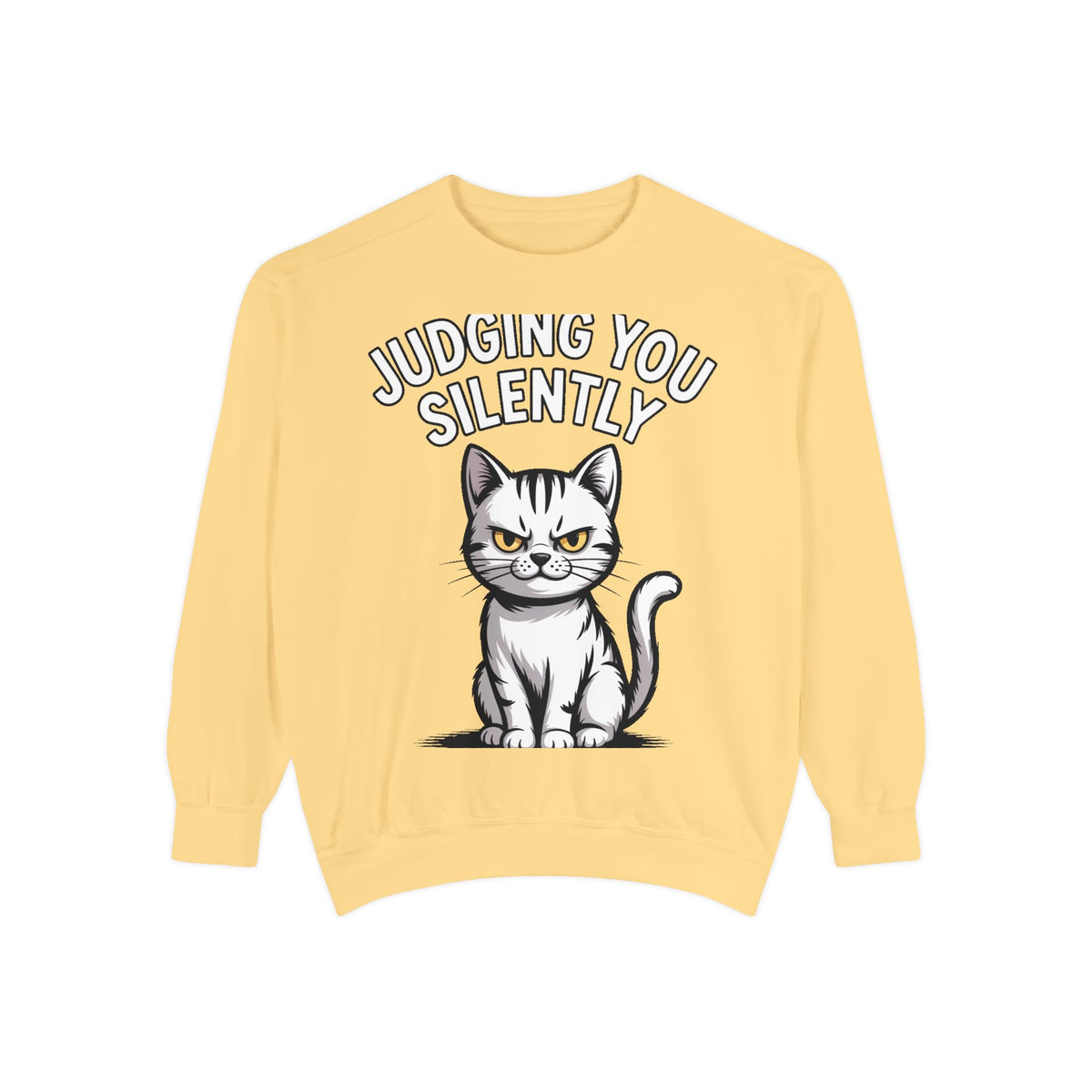 Judging You Silently Cat Sweatshirt, Funny Cat Lover Crewneck, Sarcastic Cat Embroidered Patch Style Sweatshirt, Cute Cat Gift