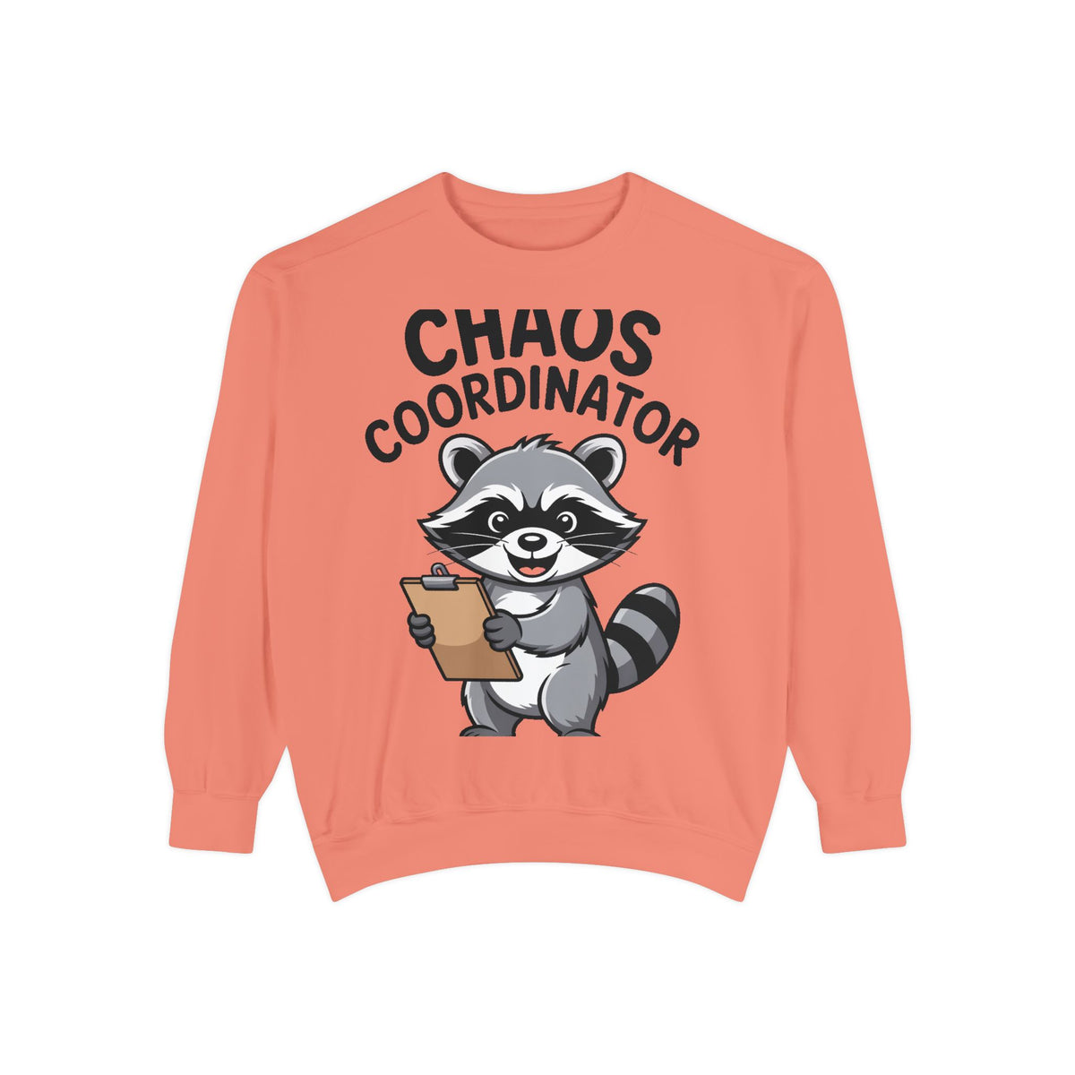 Chaos Coordinator Raccoon Sweatshirt, Funny Raccoon Crewneck, Cute Cartoon Raccoon Gift, Embroidered Patch Style Pullover