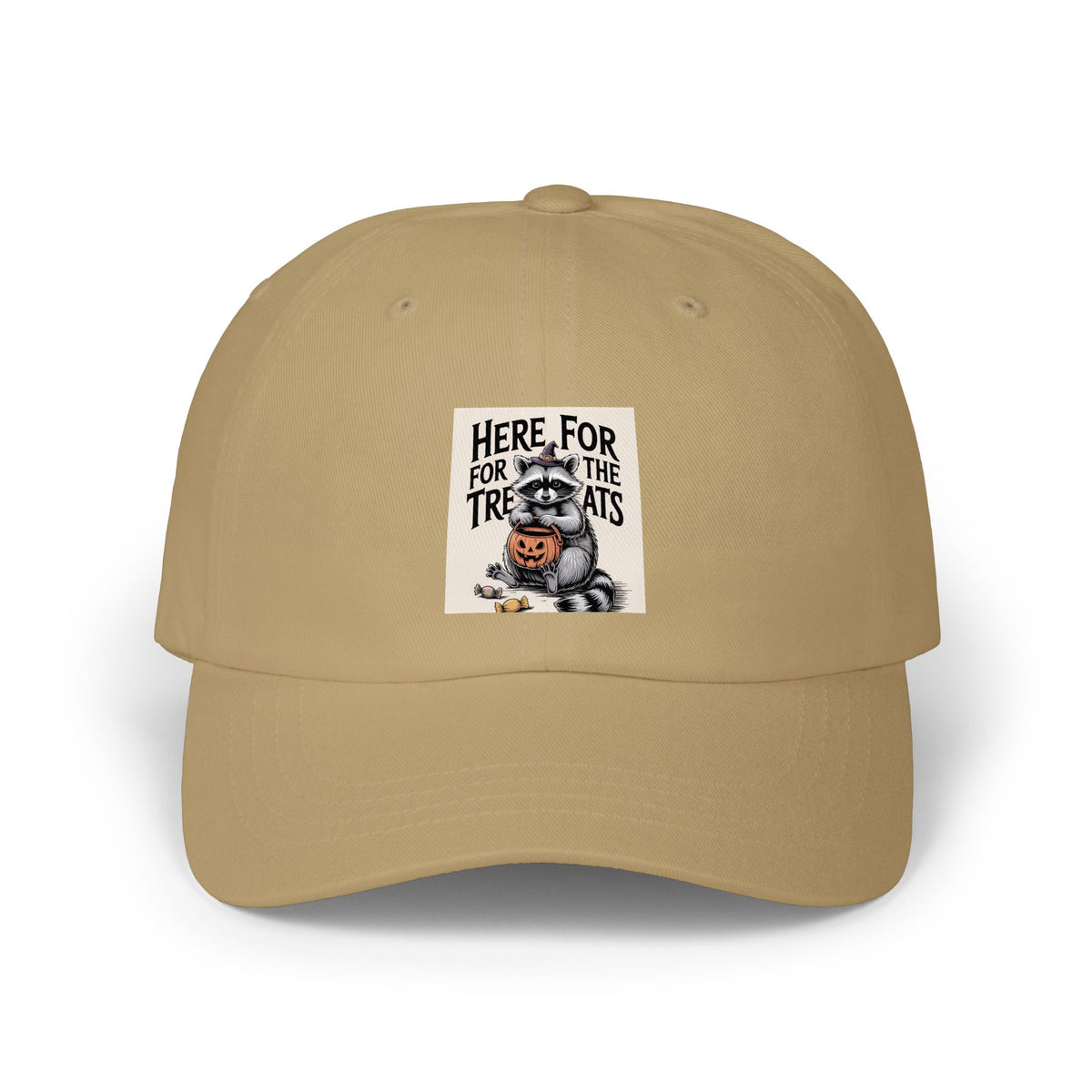 Here For The Treats Raccoon Dad Cap, Funny Halloween Hat, Vintage Trick or Treat Embroidered Cap, Spooky Season Gift