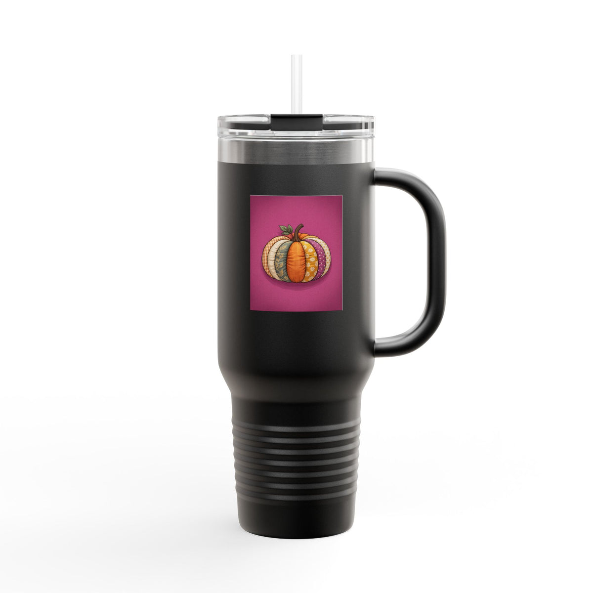 Patchwork Pumpkin Tumbler 40oz, Halloween Travel Mug, Fall Quilted Pumpkin Cup, Cute Autumn Gift, Insulated Straw Tumbler