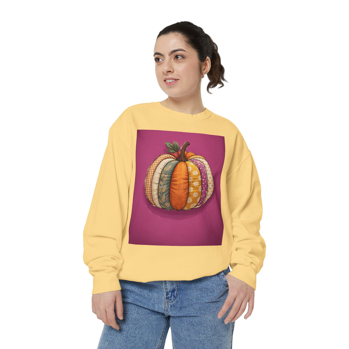 Patchwork Pumpkin Sweatshirt, Fall Quilted Pumpkin Crewneck, Halloween Sweatshirt, Cozy Autumn Gift, Cottagecore Fall Sweater