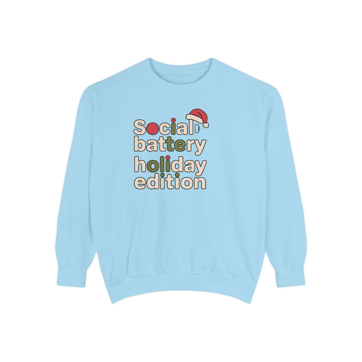 Social Battery Low Sweatshirt, Funny Christmas Gift For Introverts, Socially Tired Holiday Edition Crewneck, Anti Social Xmas Sweater