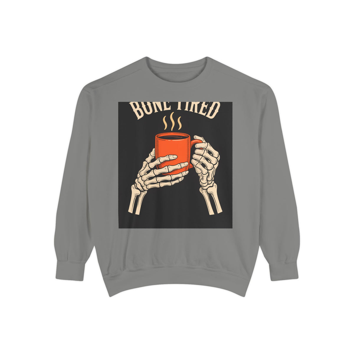 Bone Tired Coffee Skeleton Sweatshirt, Halloween Coffee Lover Crewneck, Funny Skeleton Hands Mug Shirt, Spooky Season Gift