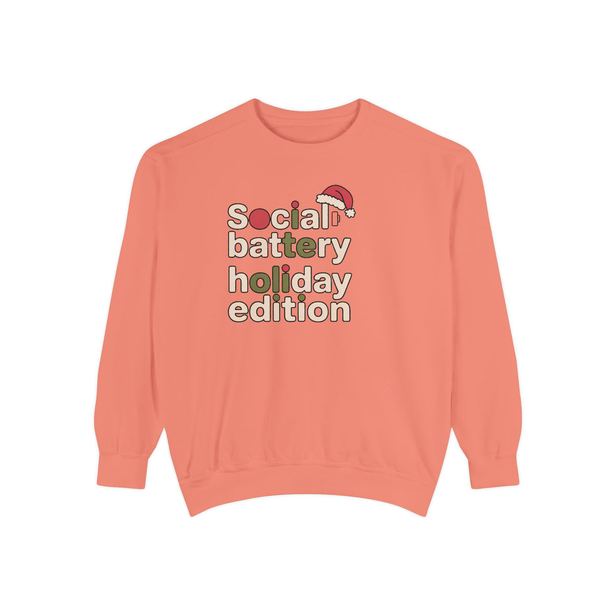 Social Battery Low Sweatshirt, Funny Christmas Gift For Introverts, Socially Tired Holiday Edition Crewneck, Anti Social Xmas Sweater