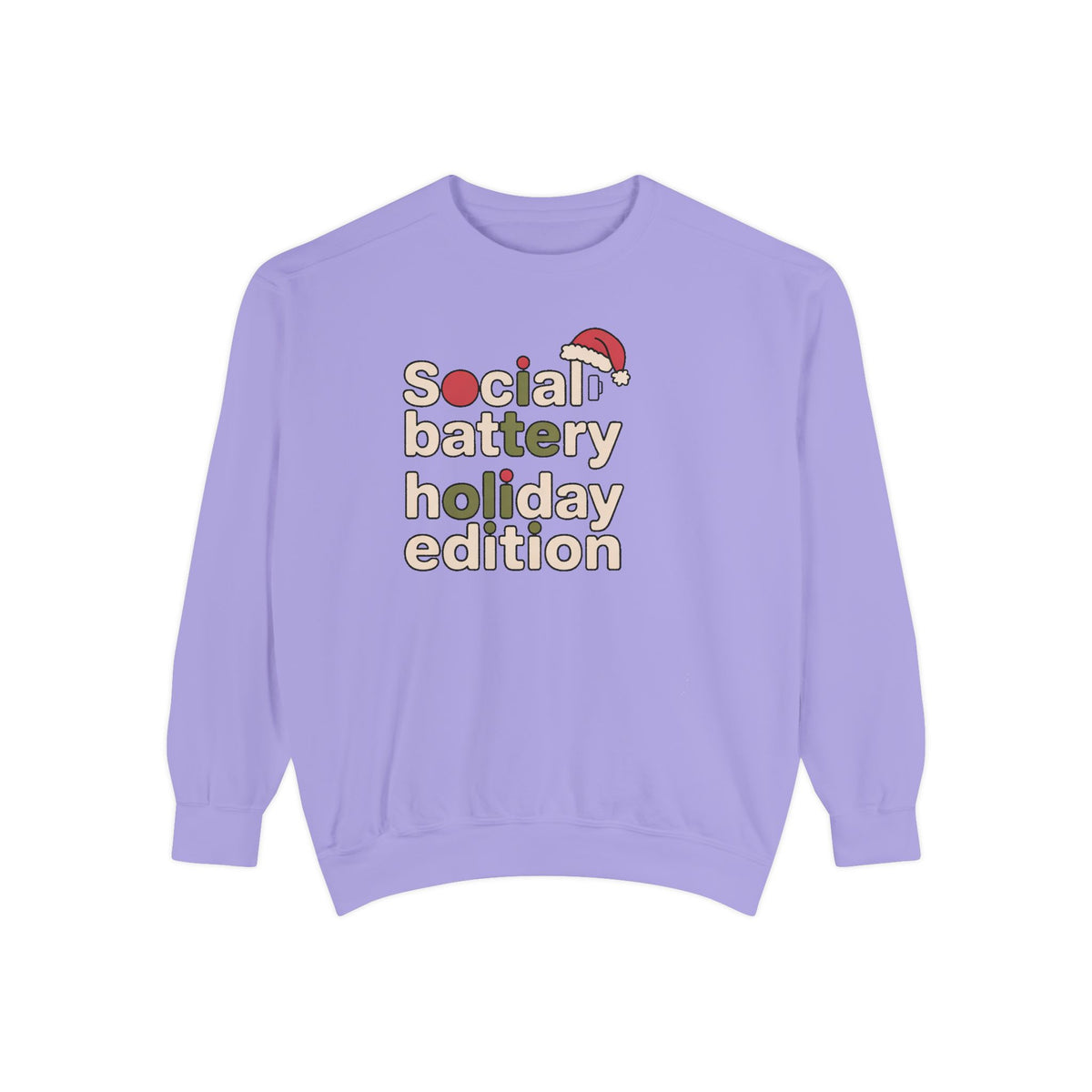 Social Battery Low Sweatshirt, Funny Christmas Gift For Introverts, Socially Tired Holiday Edition Crewneck, Anti Social Xmas Sweater