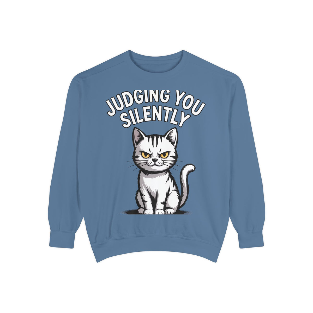 Judging You Silently Cat Sweatshirt, Funny Cat Lover Crewneck, Sarcastic Cat Embroidered Patch Style Sweatshirt, Cute Cat Gift