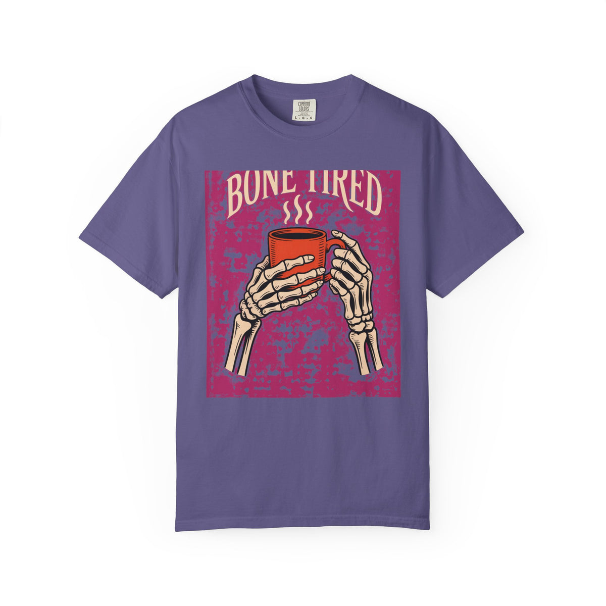 Bone Tired Halloween Shirt, Skeleton Hands Coffee T-Shirt, Vintage Halloween Coffee Lover Tee, Spooky Season Graphic Shirt