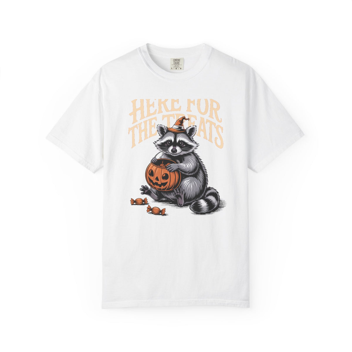 Here For The Treats Raccoon Shirt, Funny Halloween T-Shirt, Vintage Trick Or Treat Tee, Spooky Season Raccoon Gift