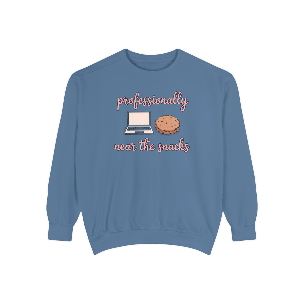 Remote Worker Sweatshirt, Professionally Near The Snacks, Funny Work From Home Gift, Sarcastic Office Crewneck, Coworker Christmas Gift, WF…