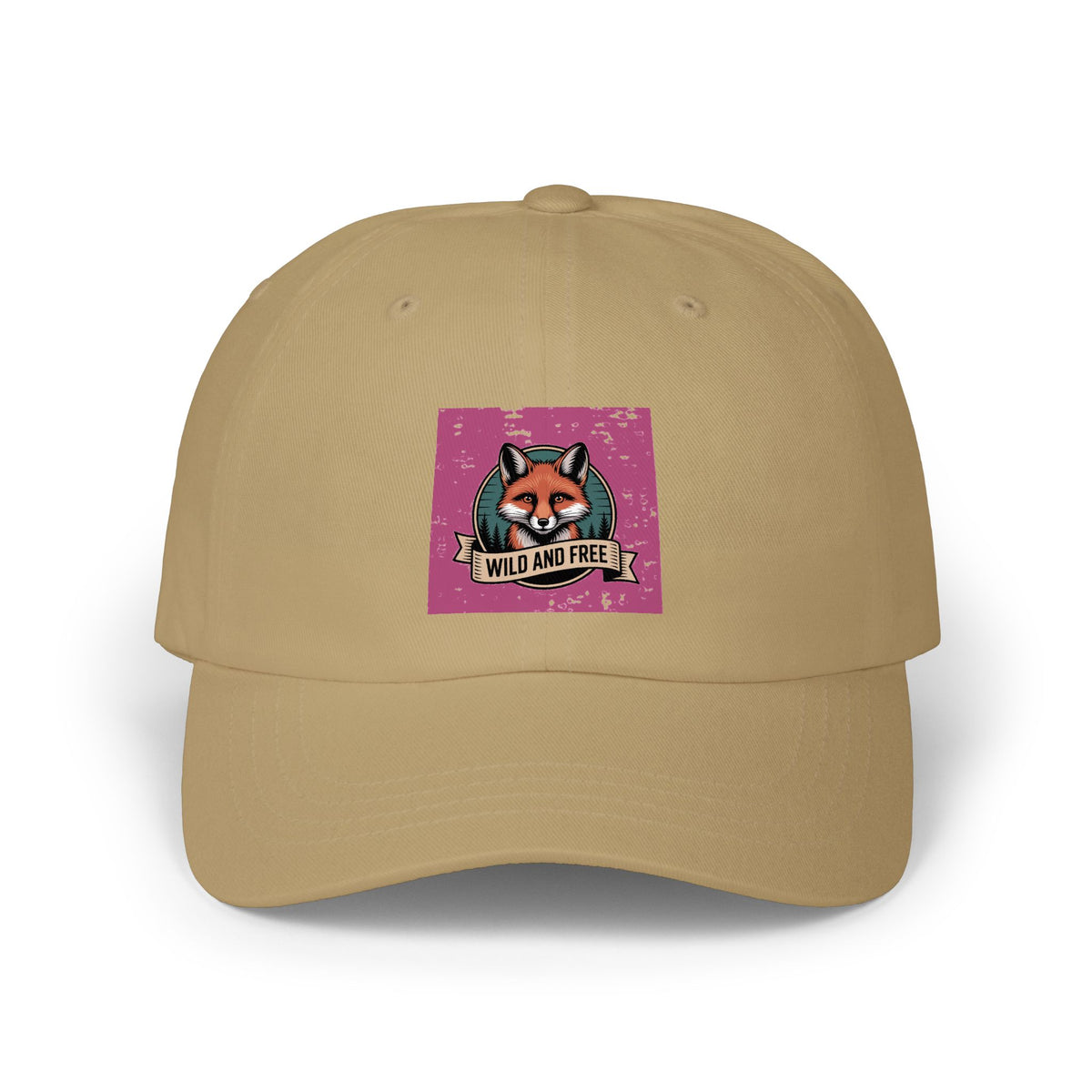 Retro Fox Dad Hat, Vintage Wildlife Badge Cap, Wild and Free Embroidered Hat, Outdoor Nature Lover Gift, Unstructured Baseball Cap